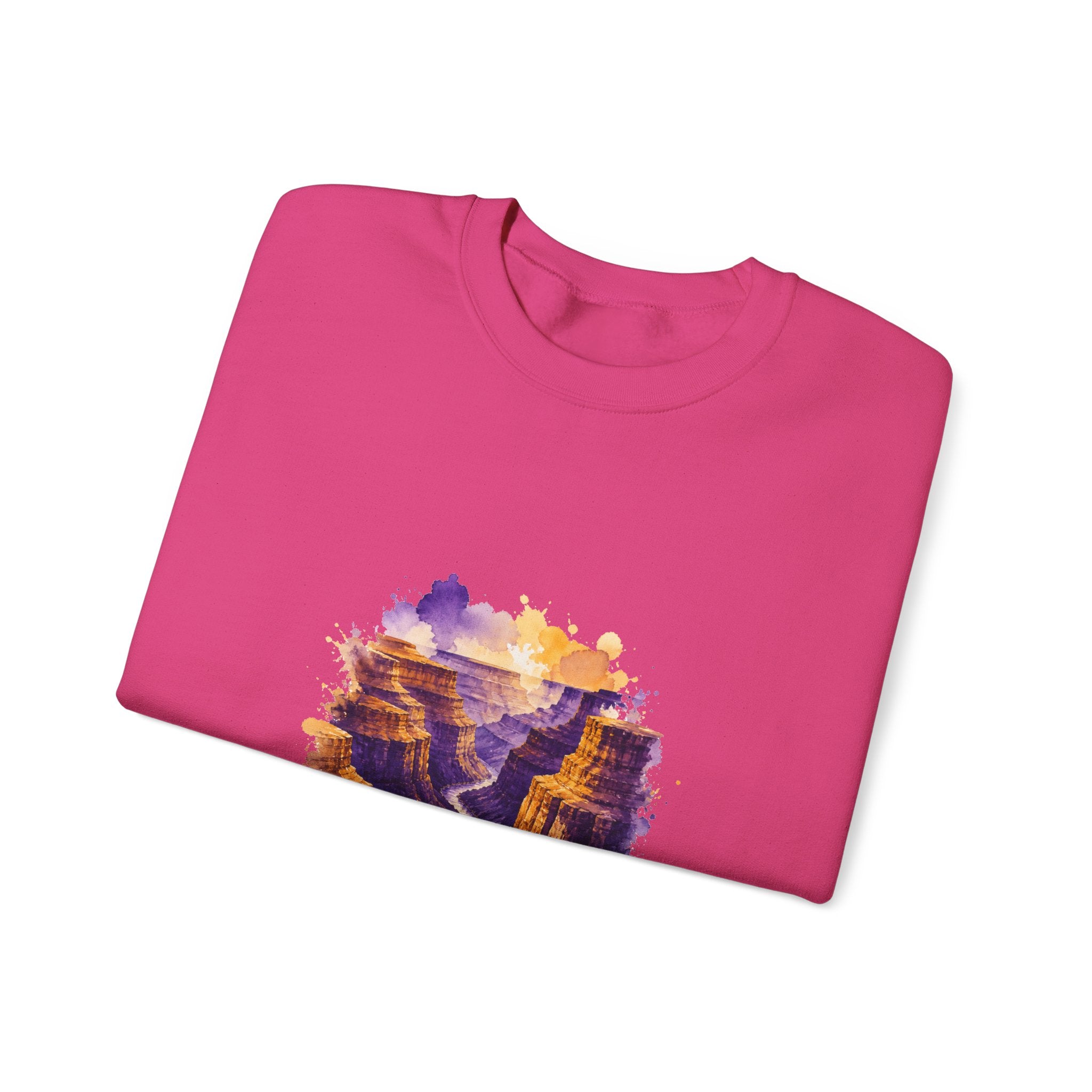 Matching Couple Sweatshirt - Lavender Fields & Canyon Matching Couple Premium Fleece Sweatshirt Watercolor Art His Hers Birthday Gift - Design B