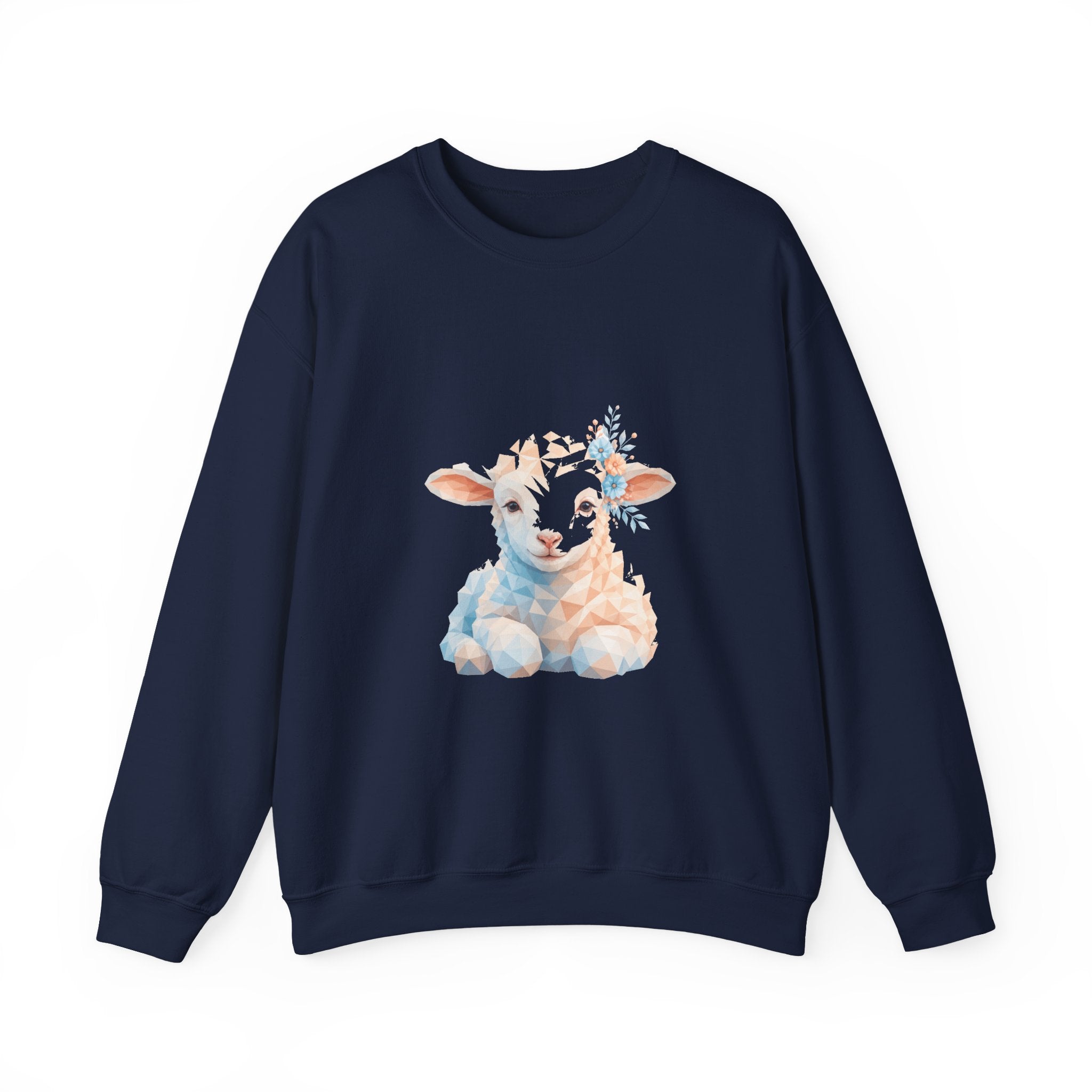 Matching Couple Sweatshirt - Lion & Lamb Matching Couple Premium Fleece Sweatshirt Geometric Art His Hers Love Gift - Design B