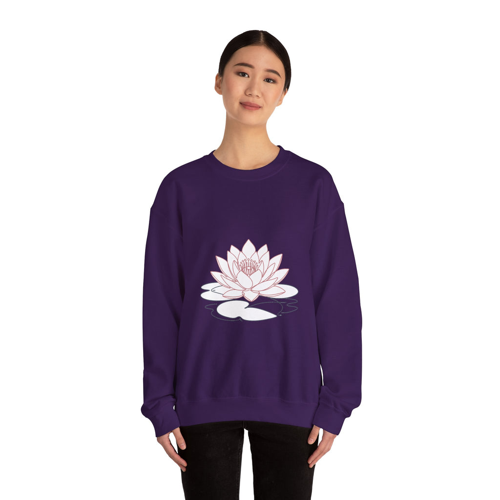 Matching Couple Sweatshirt - Open & Closed Lotus Matching Couple Crewneck Sweatshirt Minimalist Art His Hers Valentine Gift - Design A