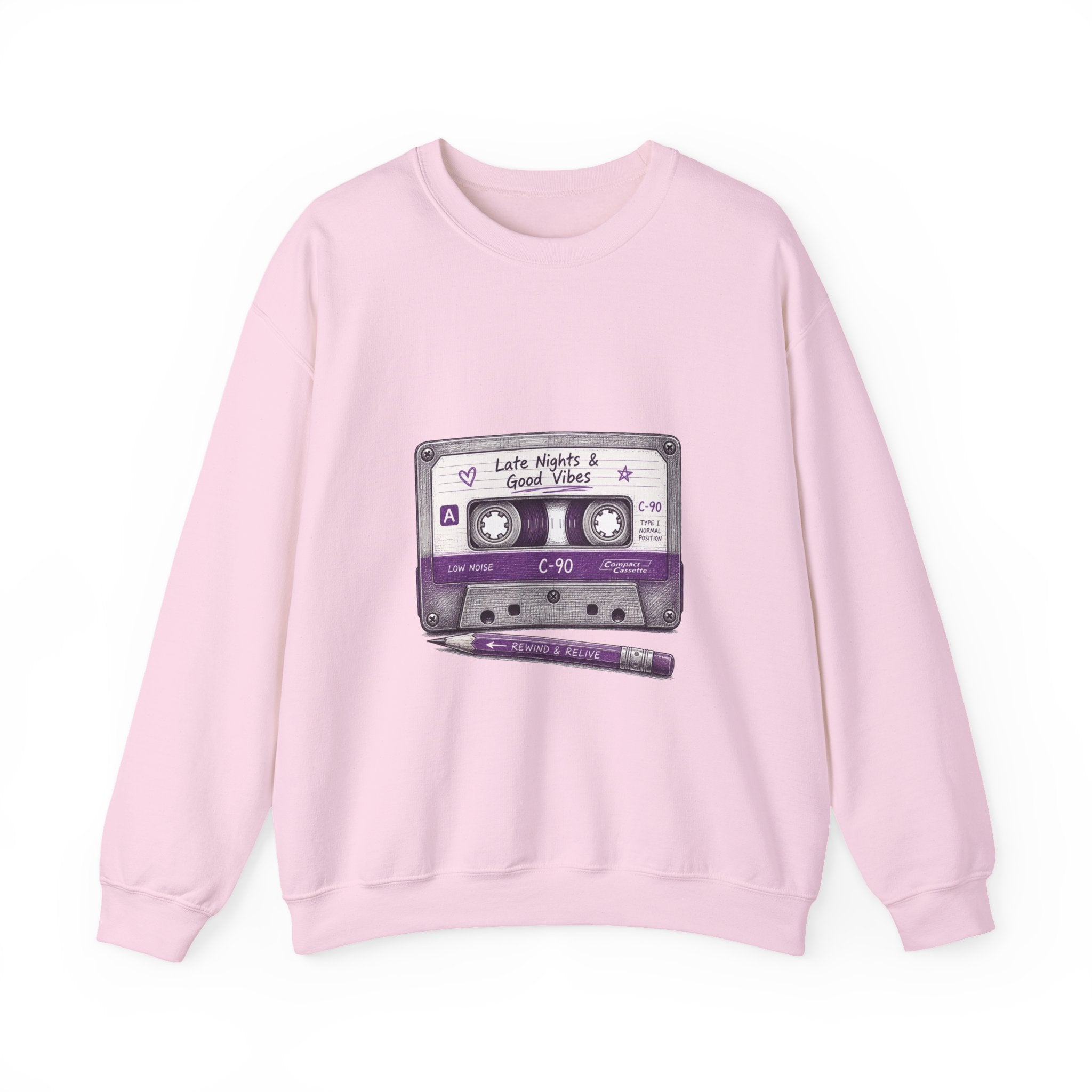 Matching Couple Sweatshirt - Vinyl & Cassette Matching Couple Crewneck Sweatshirt Hand-Drawn Art His Hers Best Friend Gift - Design B