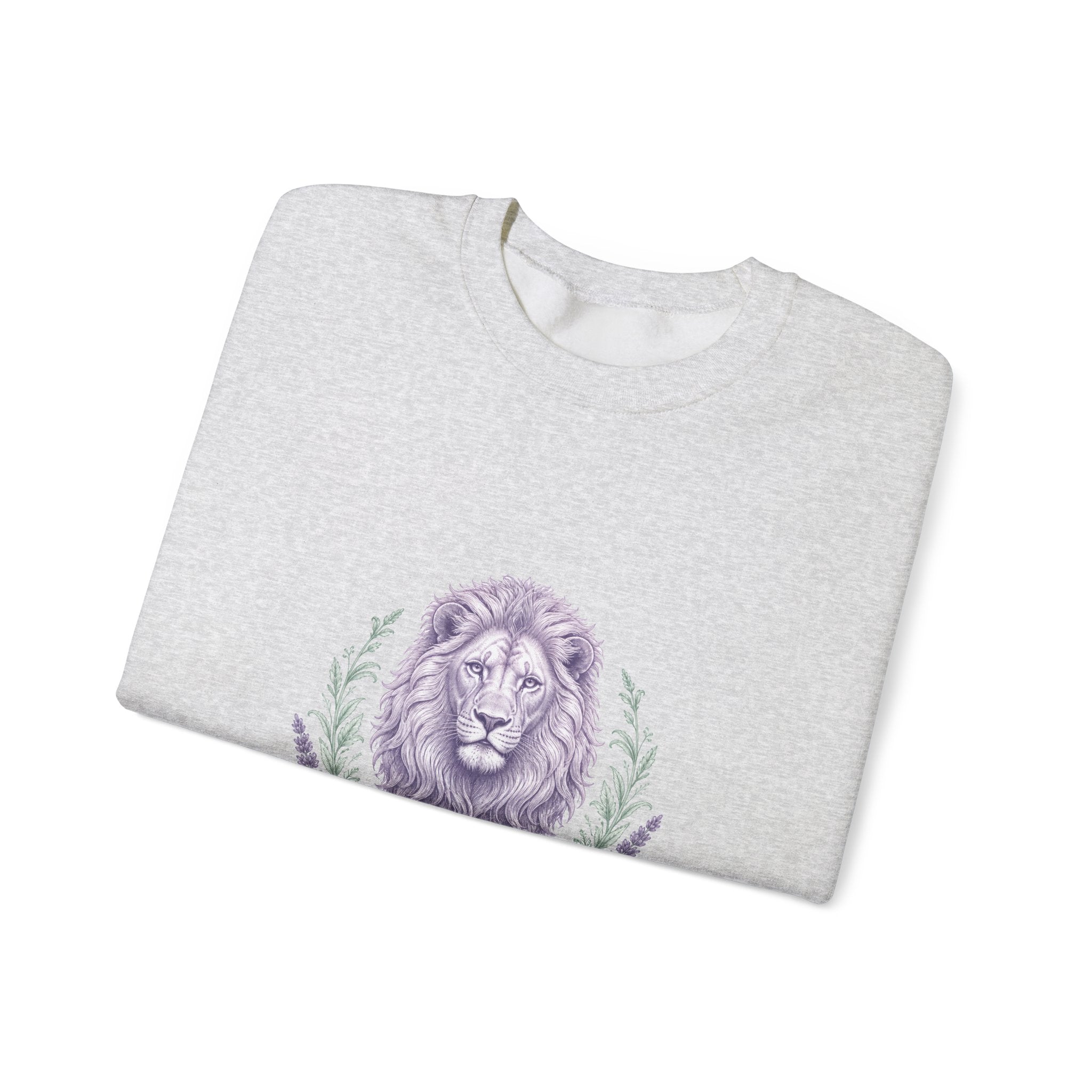 Matching Couple Sweatshirt - Lion & Lamb Matching Couple Crewneck Sweatshirt Vintage Art His Hers Wedding Gift - Design A