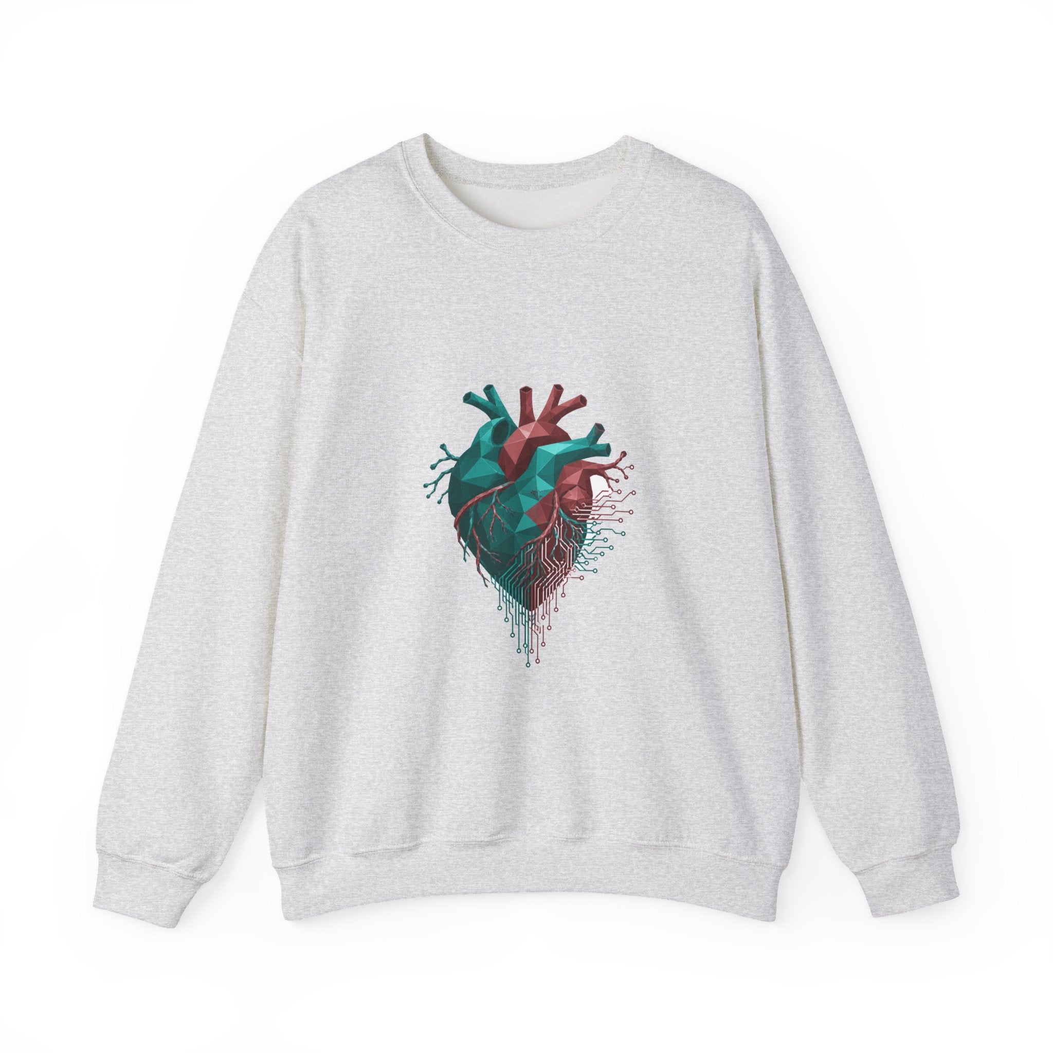 Matching Couple Sweatshirt - Robot & Heart Matching Couple Comfort Colors Crew Geometric Art His Hers Love Gift - Design B