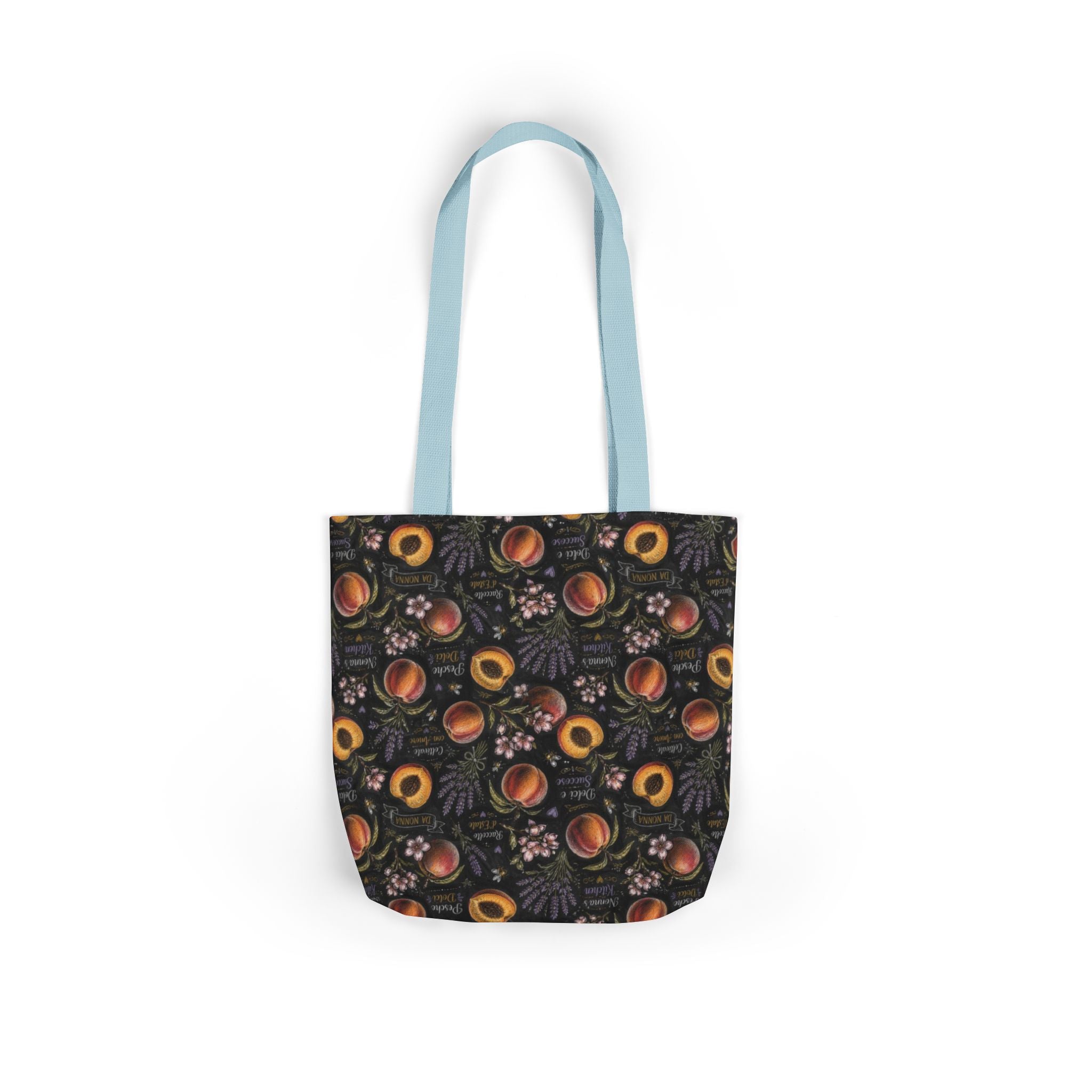 Ripe Peaches Canvas Tote Bag Mediterranean Kitchen Chalk Art Design Italian Cottagecore Gift