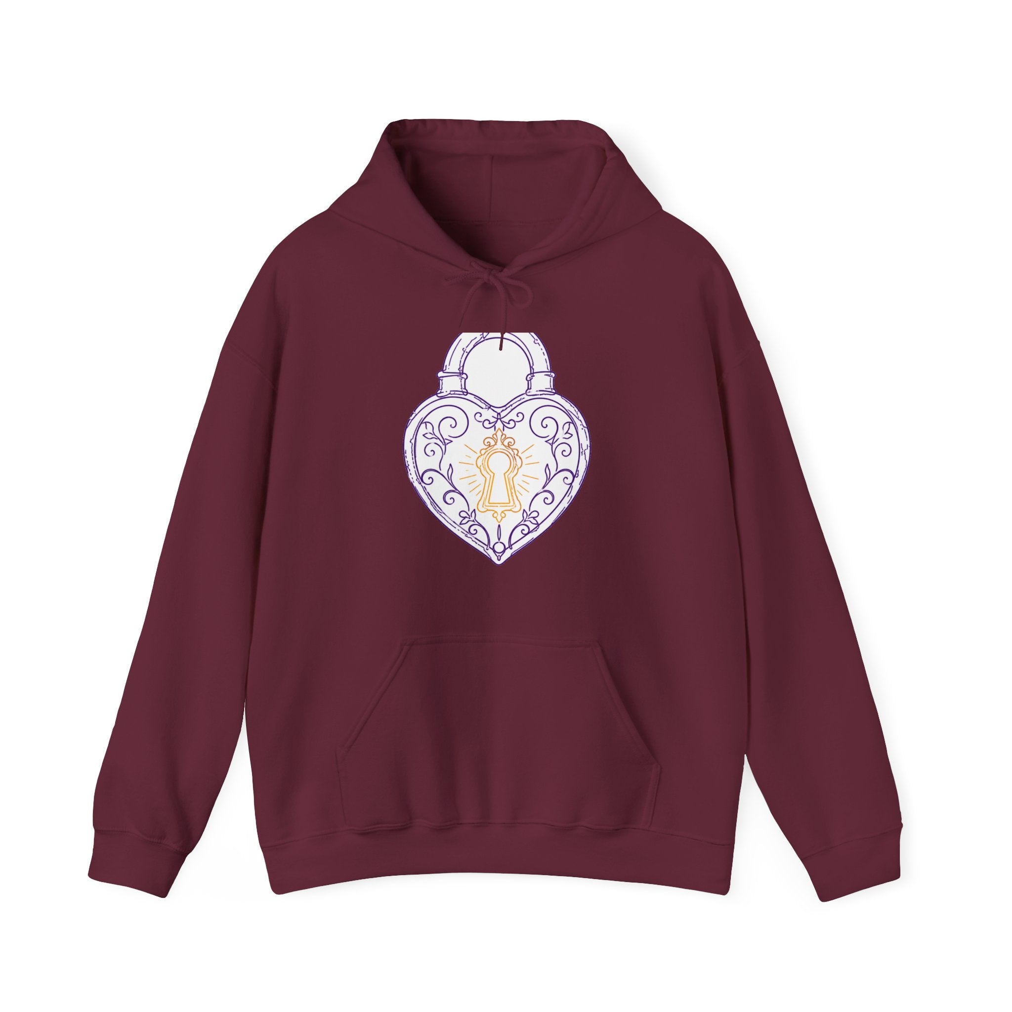 Matching Couple Sweatshirt - Key & Lock Matching Couple Hooded Sweatshirt Minimalist Art His Hers Valentine Gift - Design B