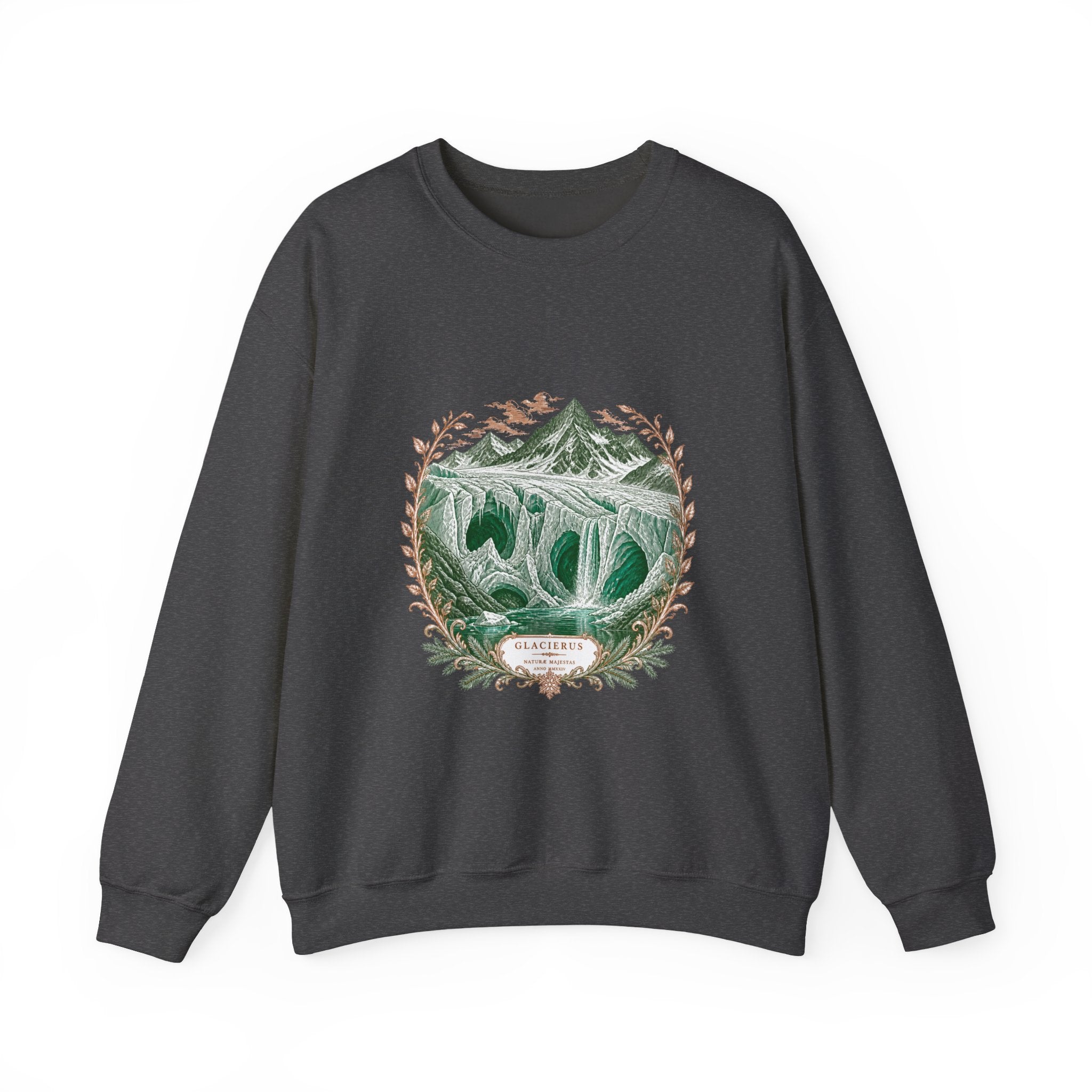 Matching Couple Sweatshirt - Volcano & Glacier Matching Couple Crewneck Sweatshirt Vintage Art His Hers Wedding Gift - Design B