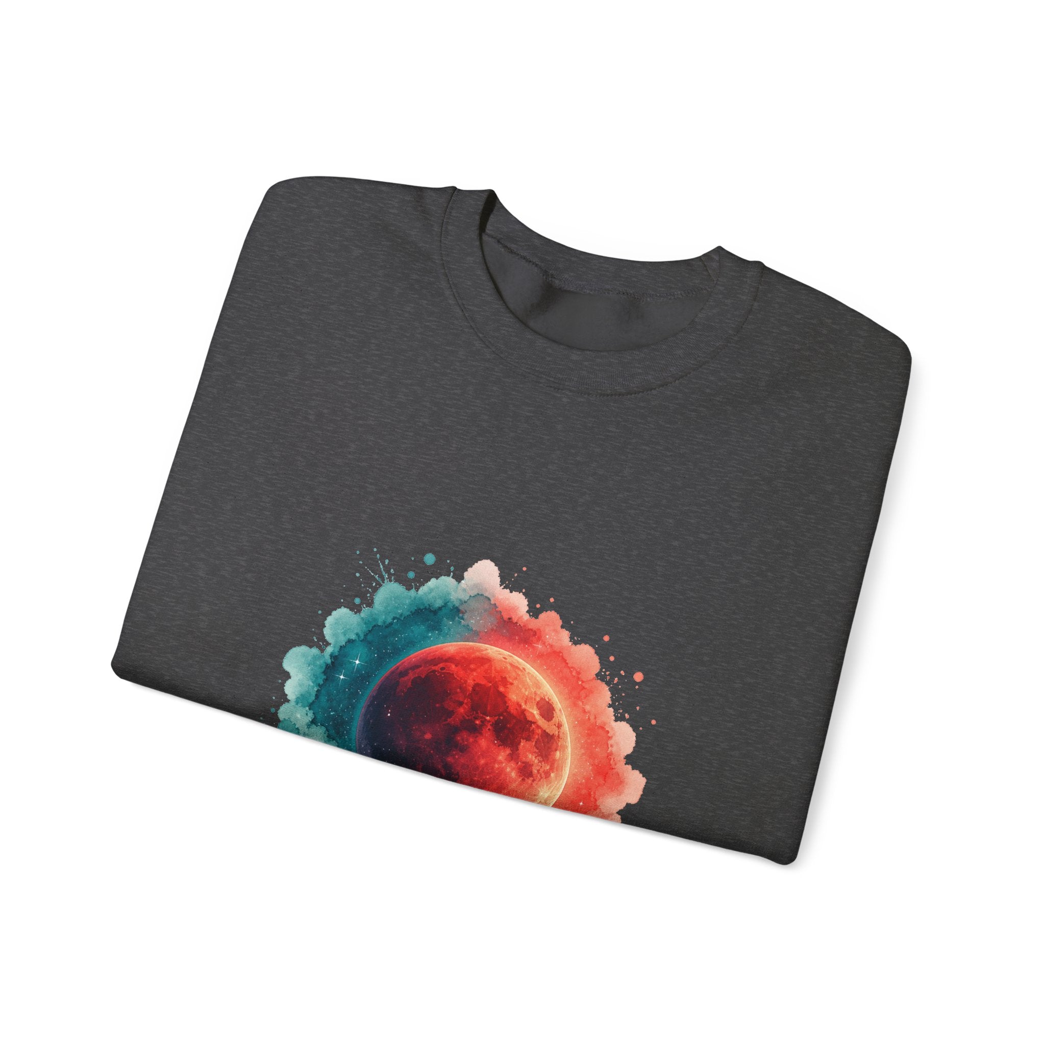 Matching Couple Sweatshirt - Solar & Lunar Eclipse Matching Couple Crewneck Sweatshirt Watercolor Art His Hers Engagement Gift - Design B