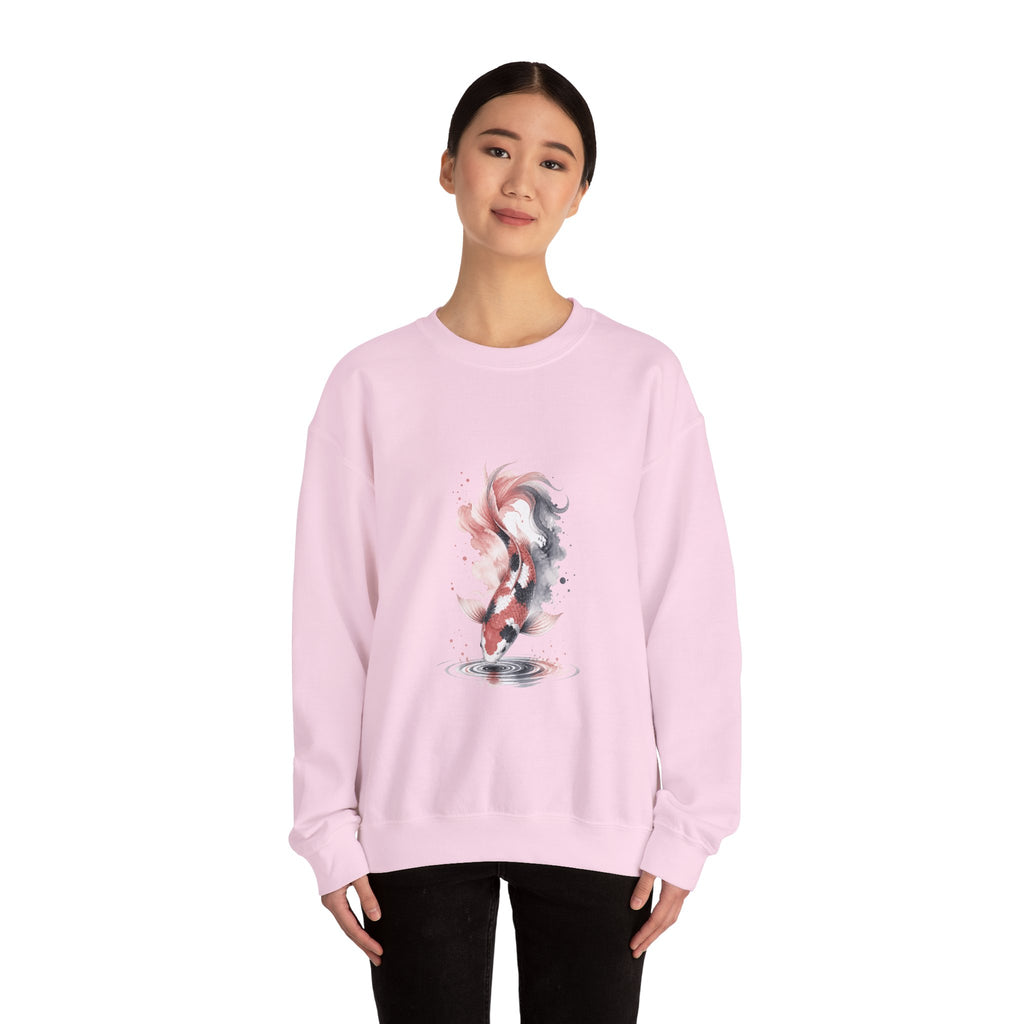 Matching Couple Sweatshirt - Koi Fish Yin Yang Matching Couple Crewneck Sweatshirt Watercolor Art His Hers Engagement Gift - Design B