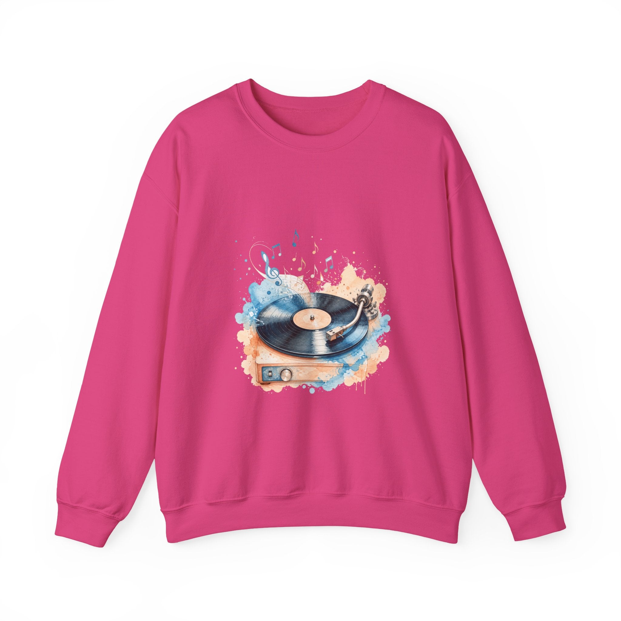 Matching Couple Sweatshirt - Vinyl & Cassette Matching Couple Comfort Colors Crew Watercolor Art His Hers Birthday Gift - Design A