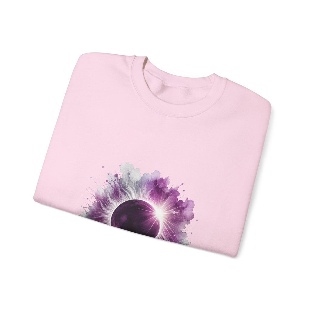 Matching Couple Sweatshirt - Solar & Lunar Eclipse Matching Couple Premium Fleece Sweatshirt Watercolor Art His Hers Birthday Gift - Design A