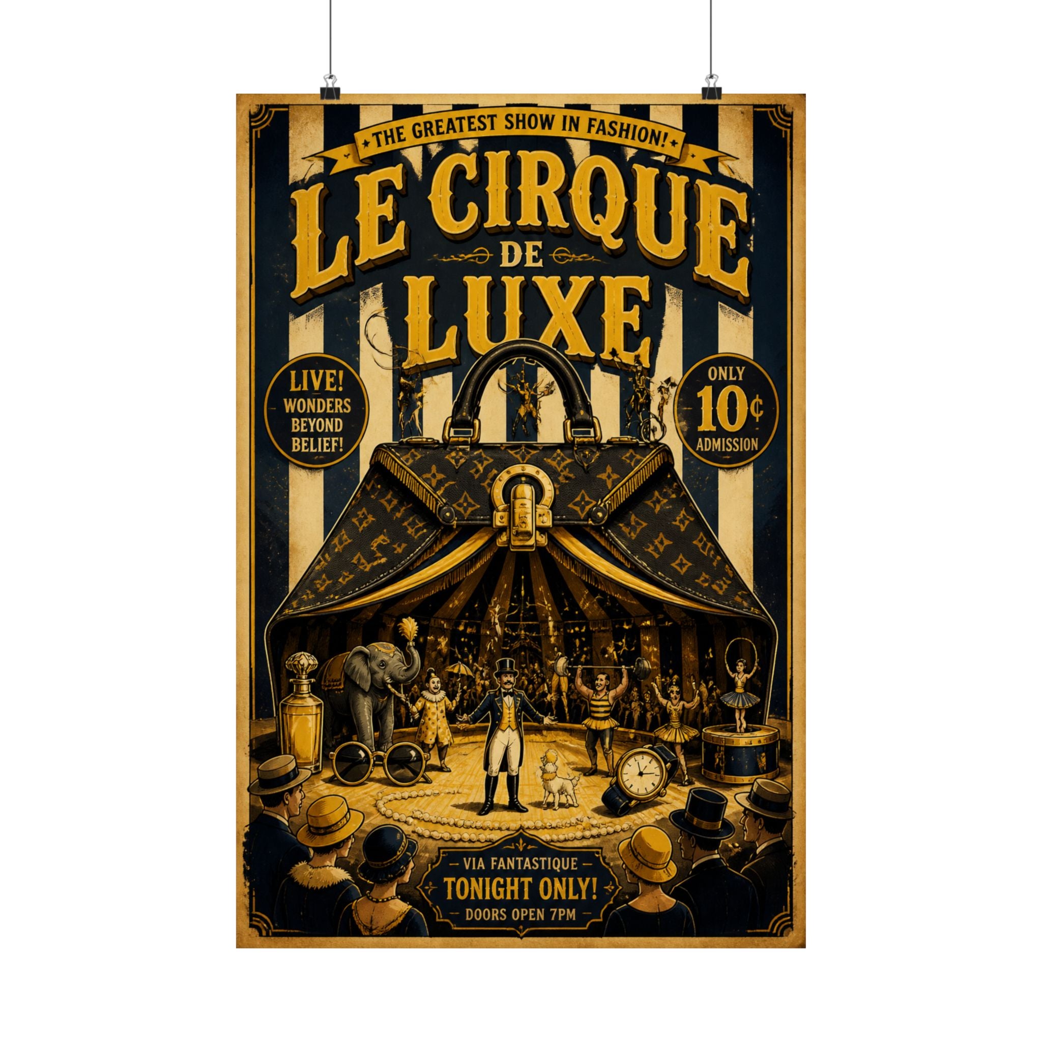 Handbag Big Top Wall Art Poster 24×36 Vintage Circus Bedroom Decor Maximalist Print