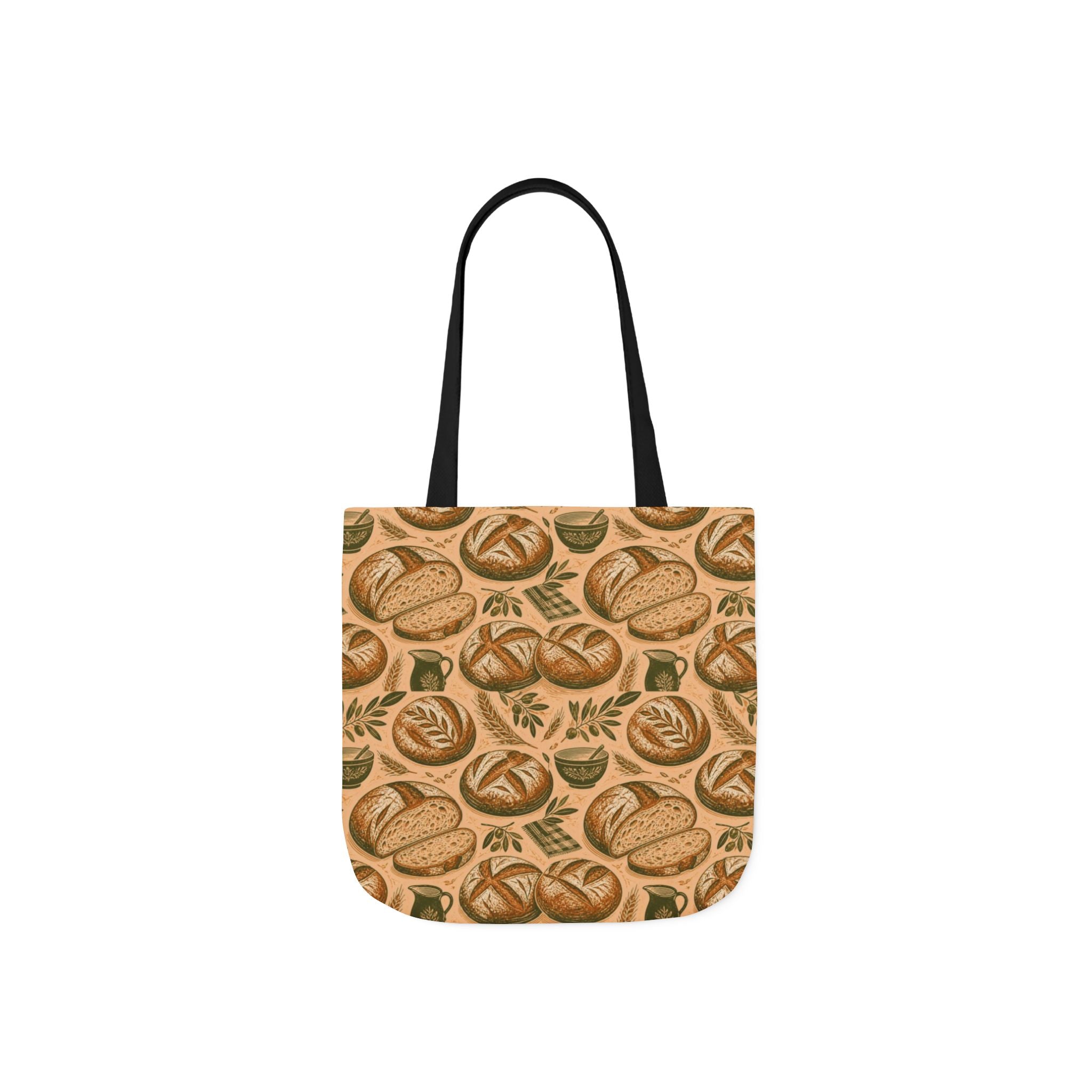 Rustic Sourdough Bread Canvas Tote Bag Mediterranean Kitchen Linocut Design Italian Cottagecore Gift