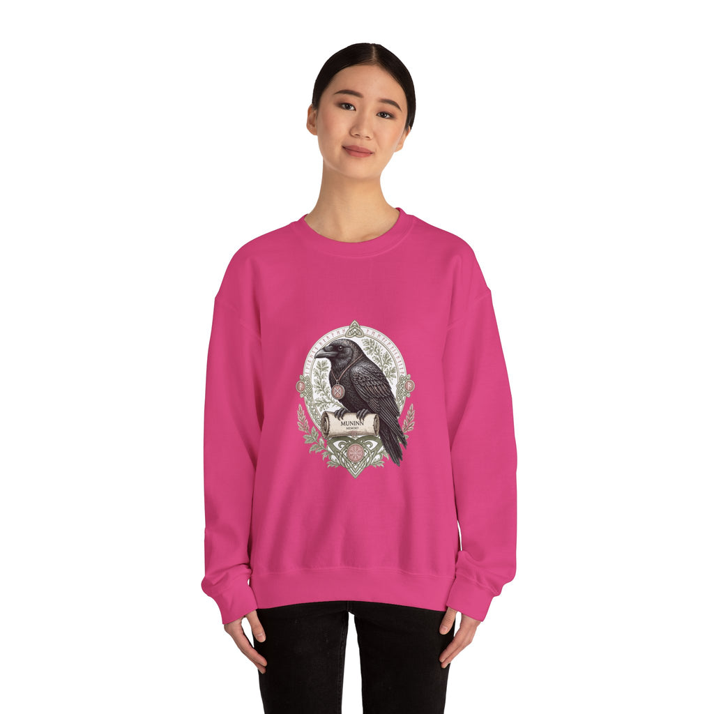 Matching Couple Sweatshirt - Huginn & Muninn Matching Couple Crewneck Sweatshirt Vintage Art His Hers Wedding Gift - Design B