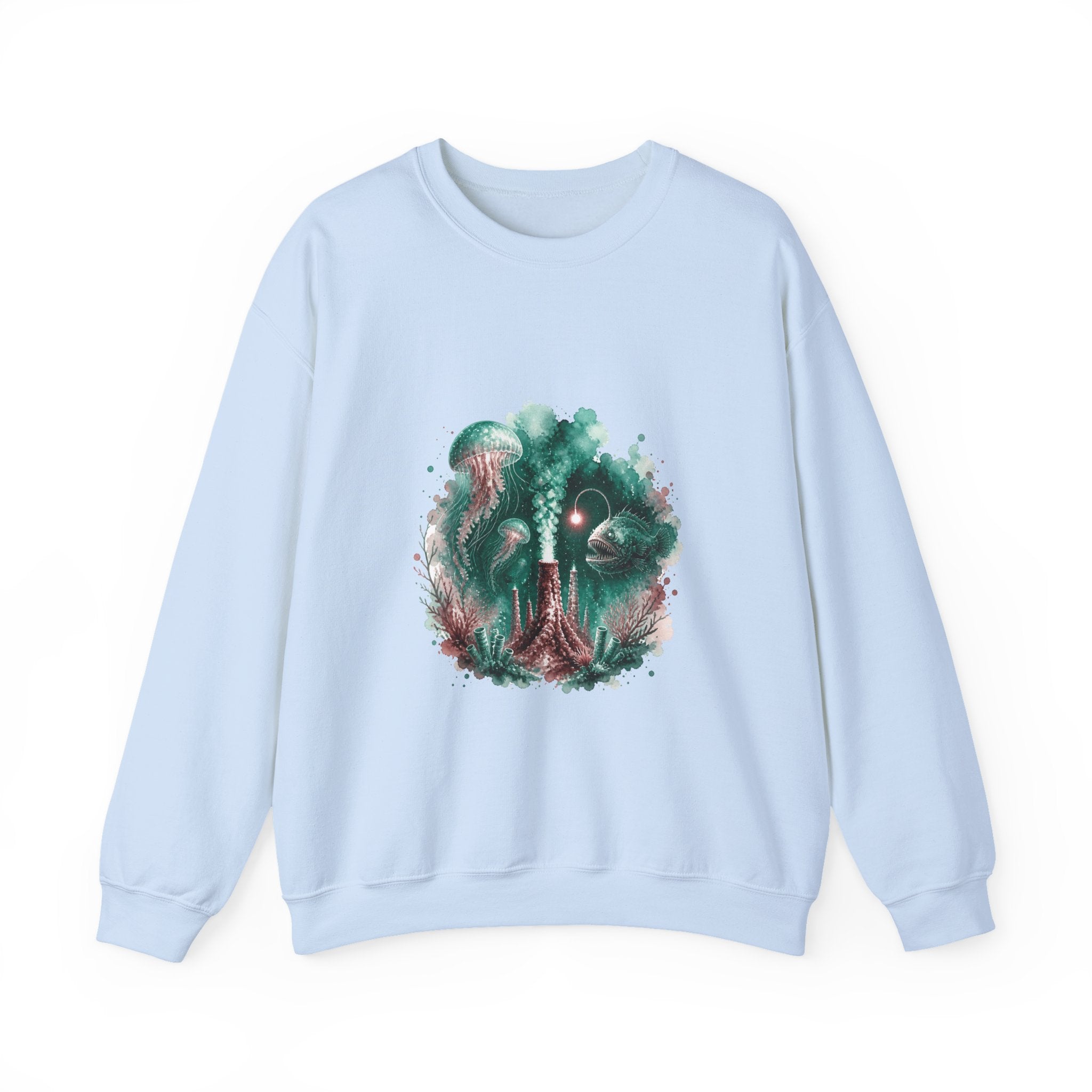 Matching Couple Sweatshirt - Coral Reef & Deep Sea Matching Couple Premium Fleece Sweatshirt Watercolor Art His Hers Birthday Gift - Design B