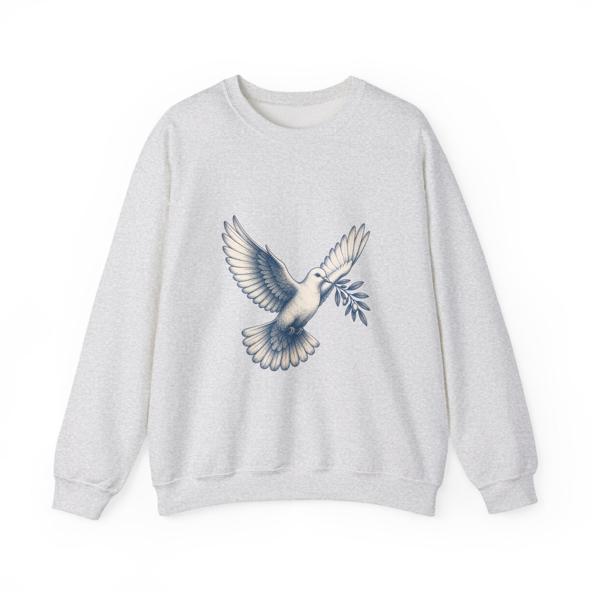 Matching Couple Sweatshirt - Wolf & Dove Matching Couple Premium Fleece Sweatshirt Hand-Drawn Art His Hers Anniversary Gift - Design B