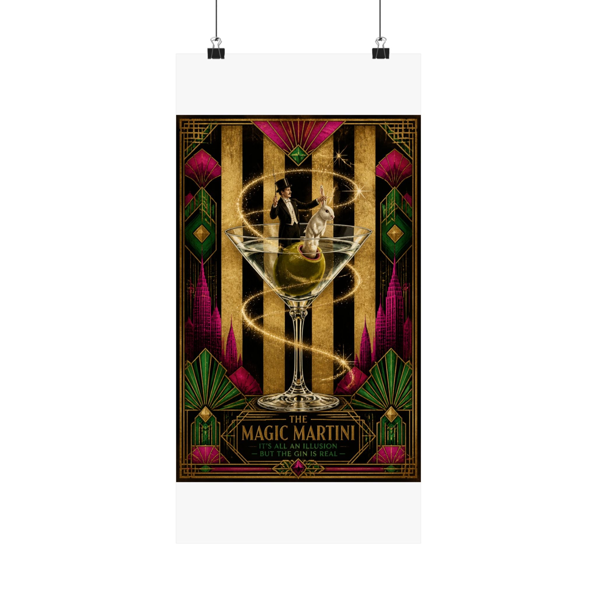 Martini Magician Wall Art Poster 18×24 Art Deco Entryway Decor Maximalist Print