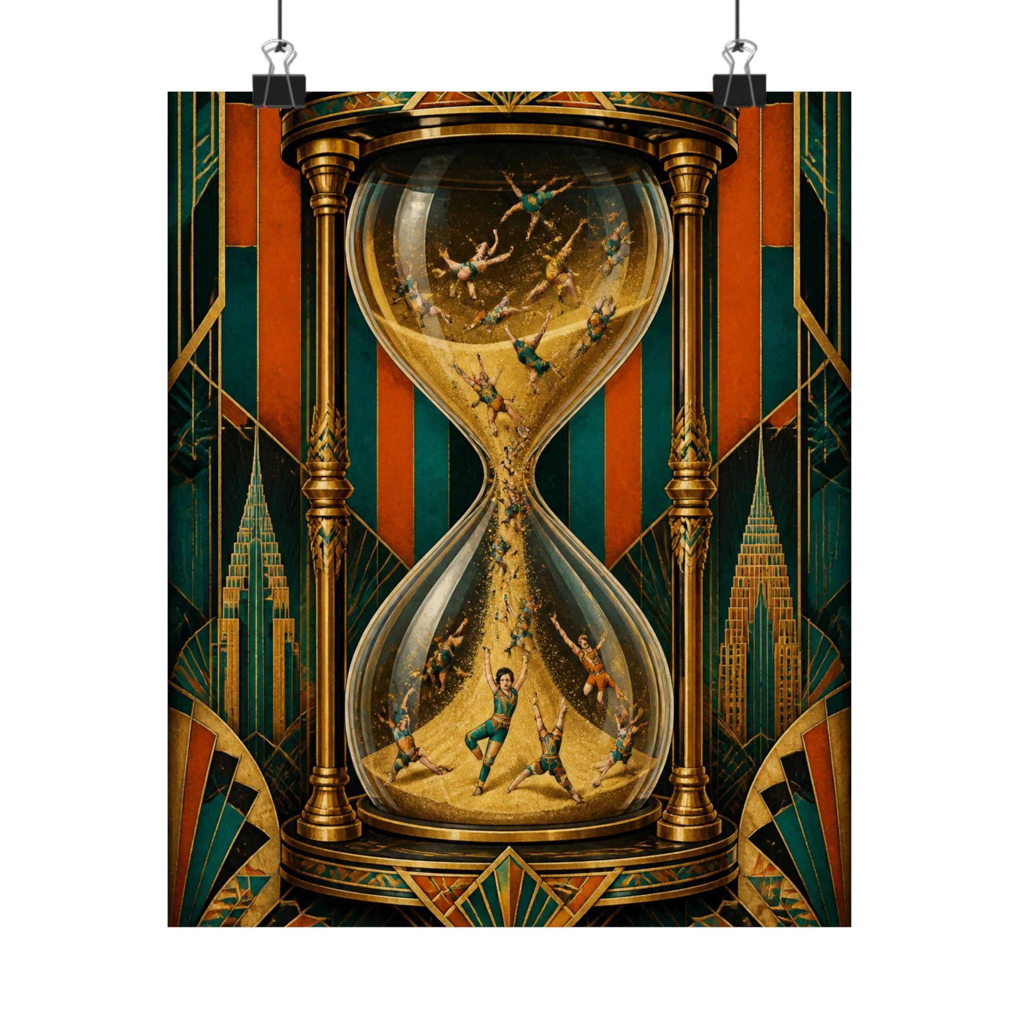 Hourglass Acrobats Wall Art Poster 24×36 Art Deco Bar Area Decor Maximalist Print