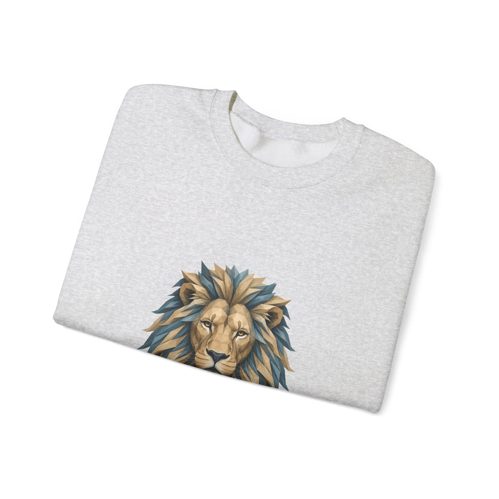 Matching Couple Sweatshirt - Lion & Lamb Matching Couple Crewneck Sweatshirt Geometric Art His Hers Couple Gift - Design A