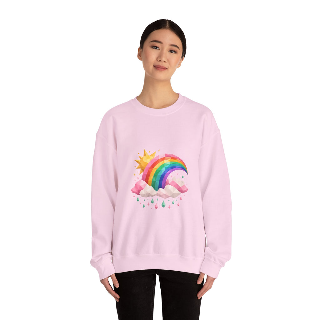Matching Couple Sweatshirt - Storm & Rainbow Matching Couple Comfort Colors Crew Geometric Art His Hers Love Gift - Design B