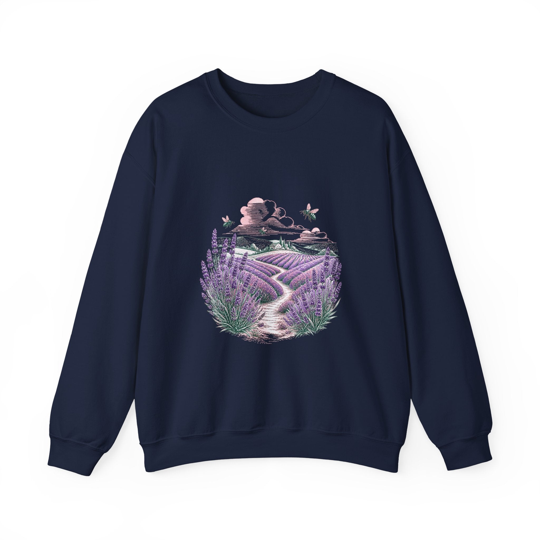 Matching Couple Sweatshirt - Lavender Fields & Canyon Matching Couple Comfort Colors Crew Hand-Drawn Art His Hers Anniversary Gift - Design A