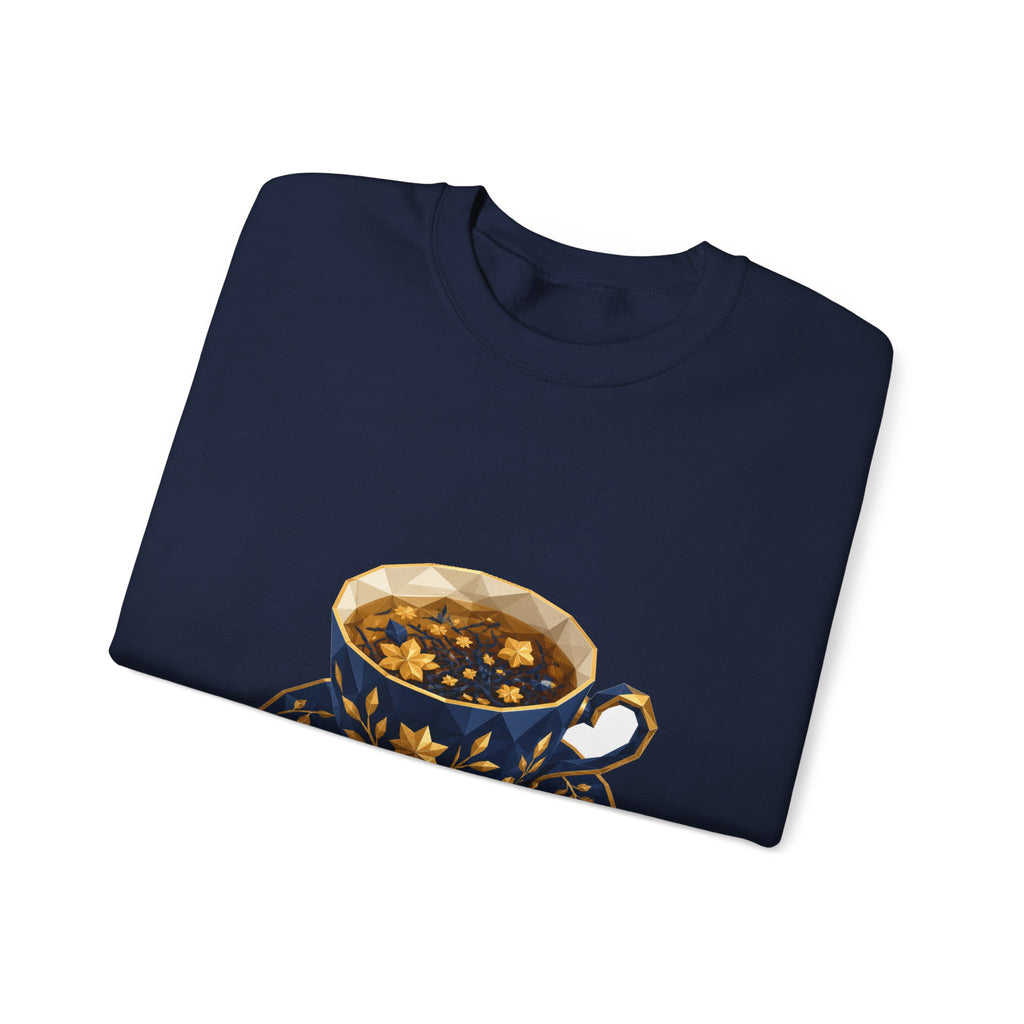 Matching Couple Sweatshirt - Coffee & Tea Matching Couple Comfort Colors Crew Geometric Art His Hers Love Gift - Design B