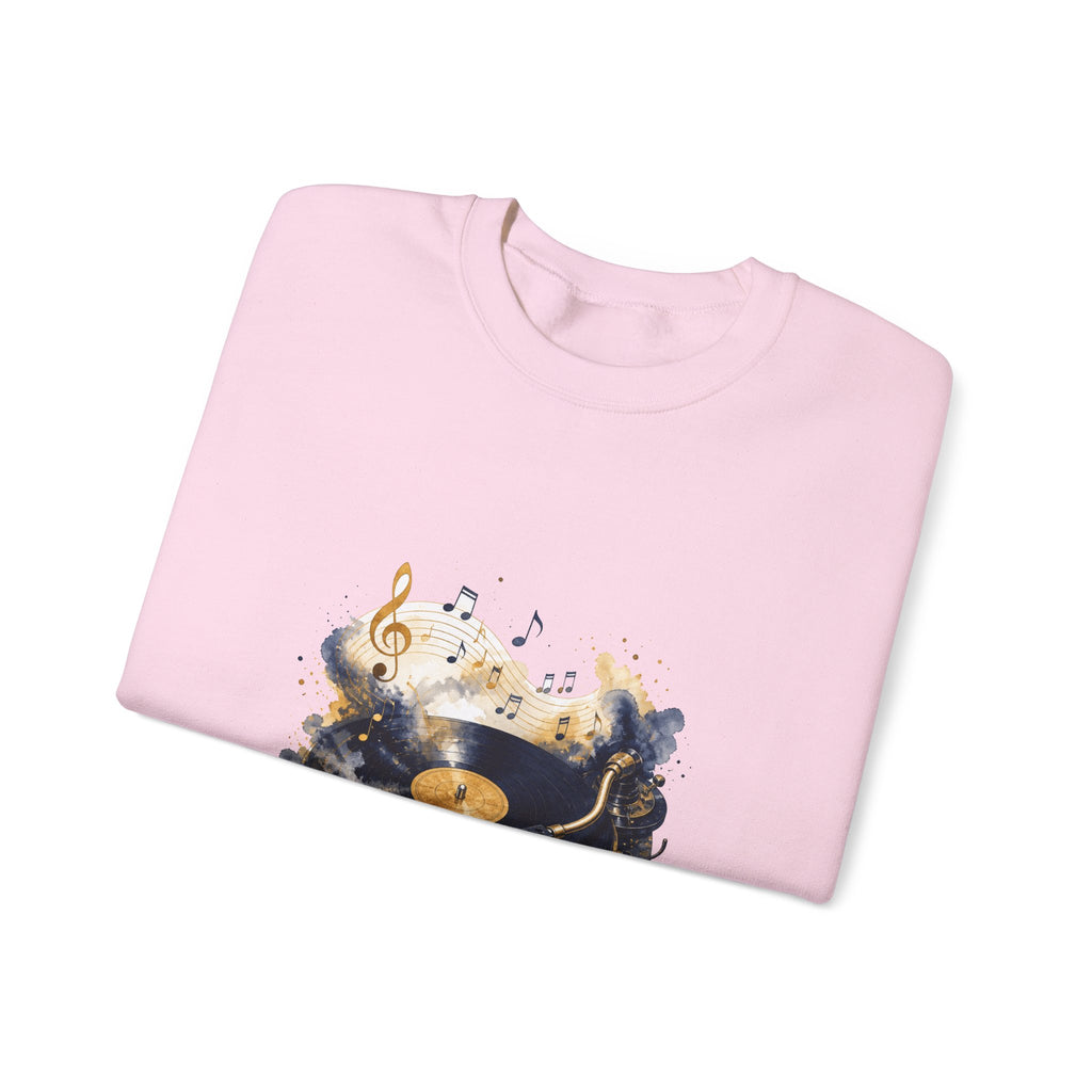 Matching Couple Sweatshirt - Vinyl & Cassette Matching Couple Crewneck Sweatshirt Watercolor Art His Hers Engagement Gift - Design A