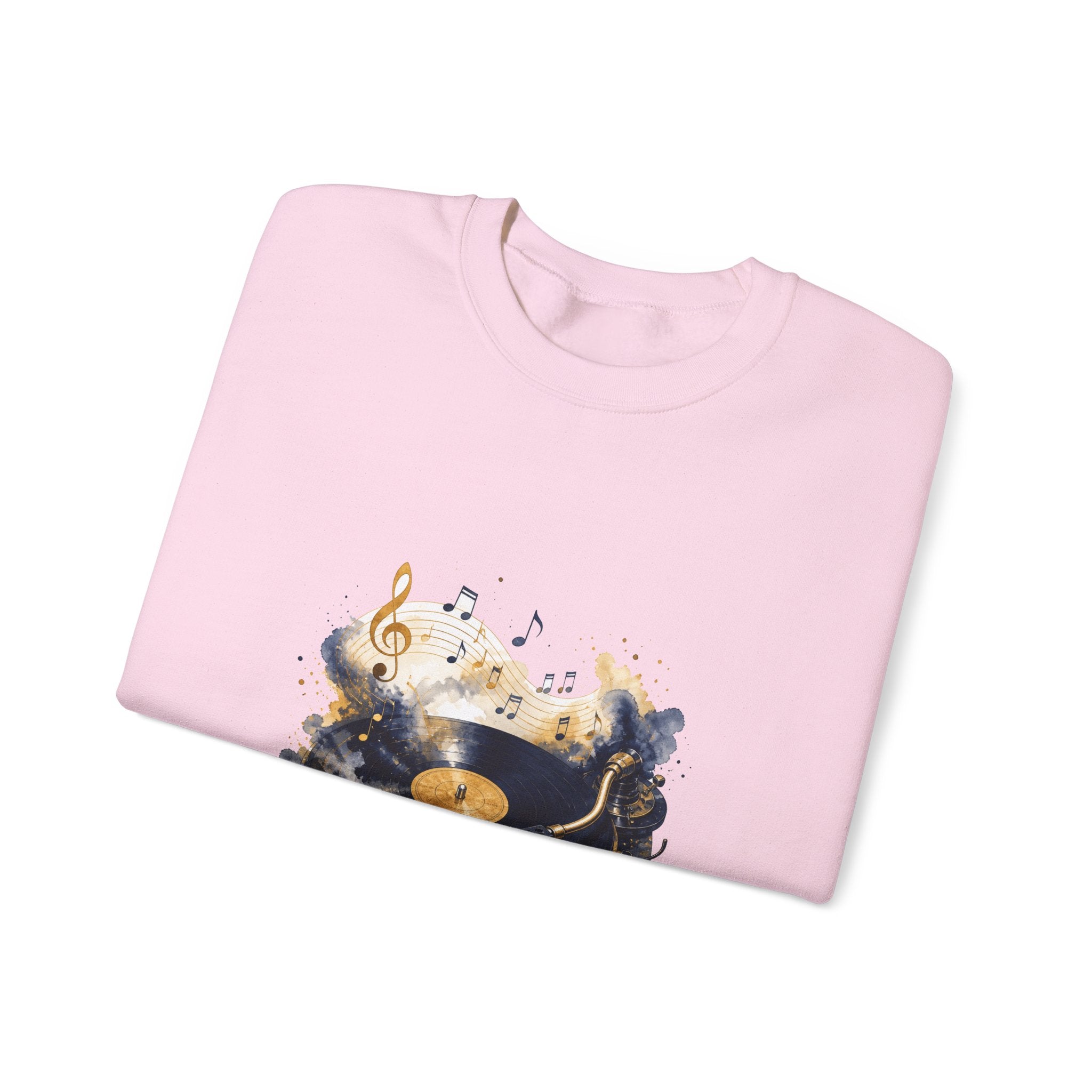 Matching Couple Sweatshirt - Vinyl & Cassette Matching Couple Crewneck Sweatshirt Watercolor Art His Hers Engagement Gift - Design A