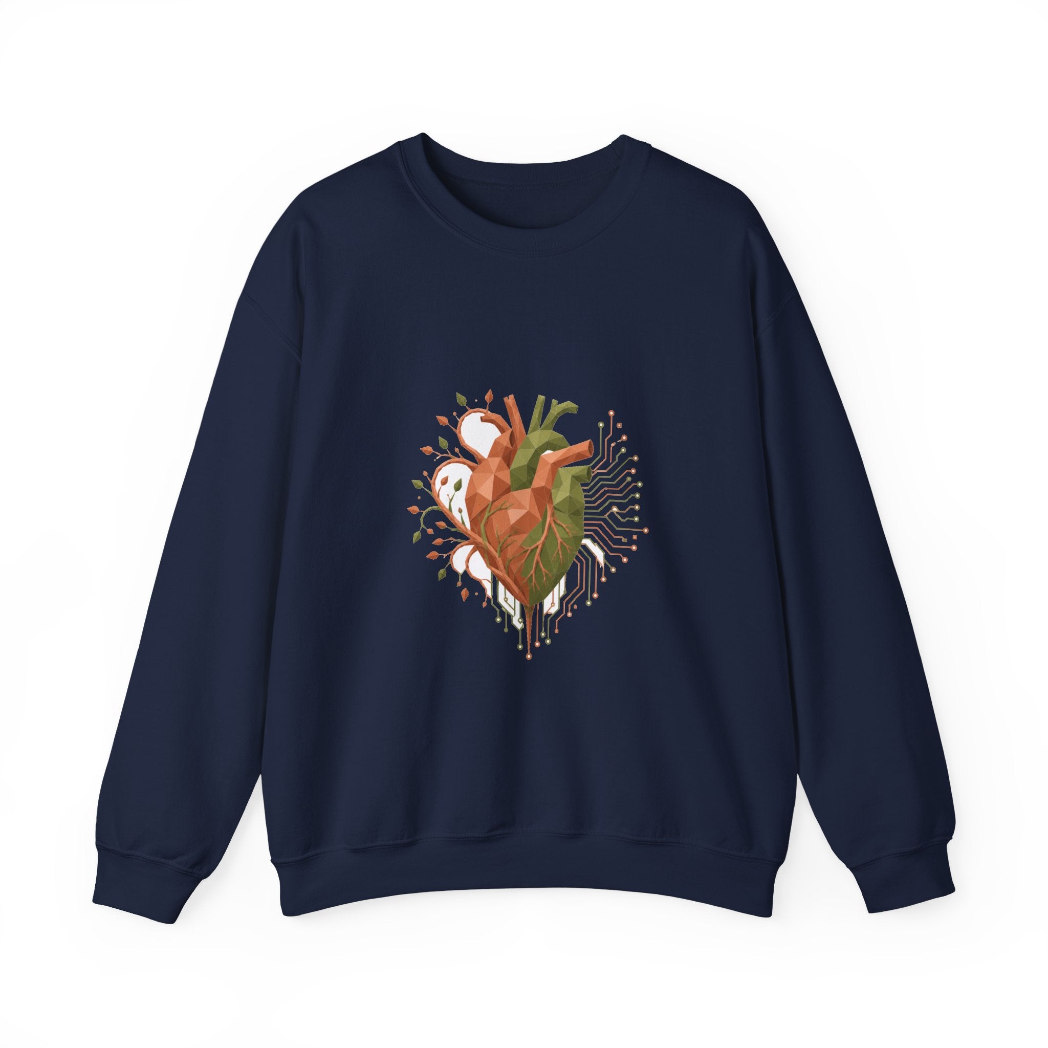 Matching Couple Sweatshirt - Robot & Heart Matching Couple Crewneck Sweatshirt Geometric Art His Hers Couple Gift - Design B