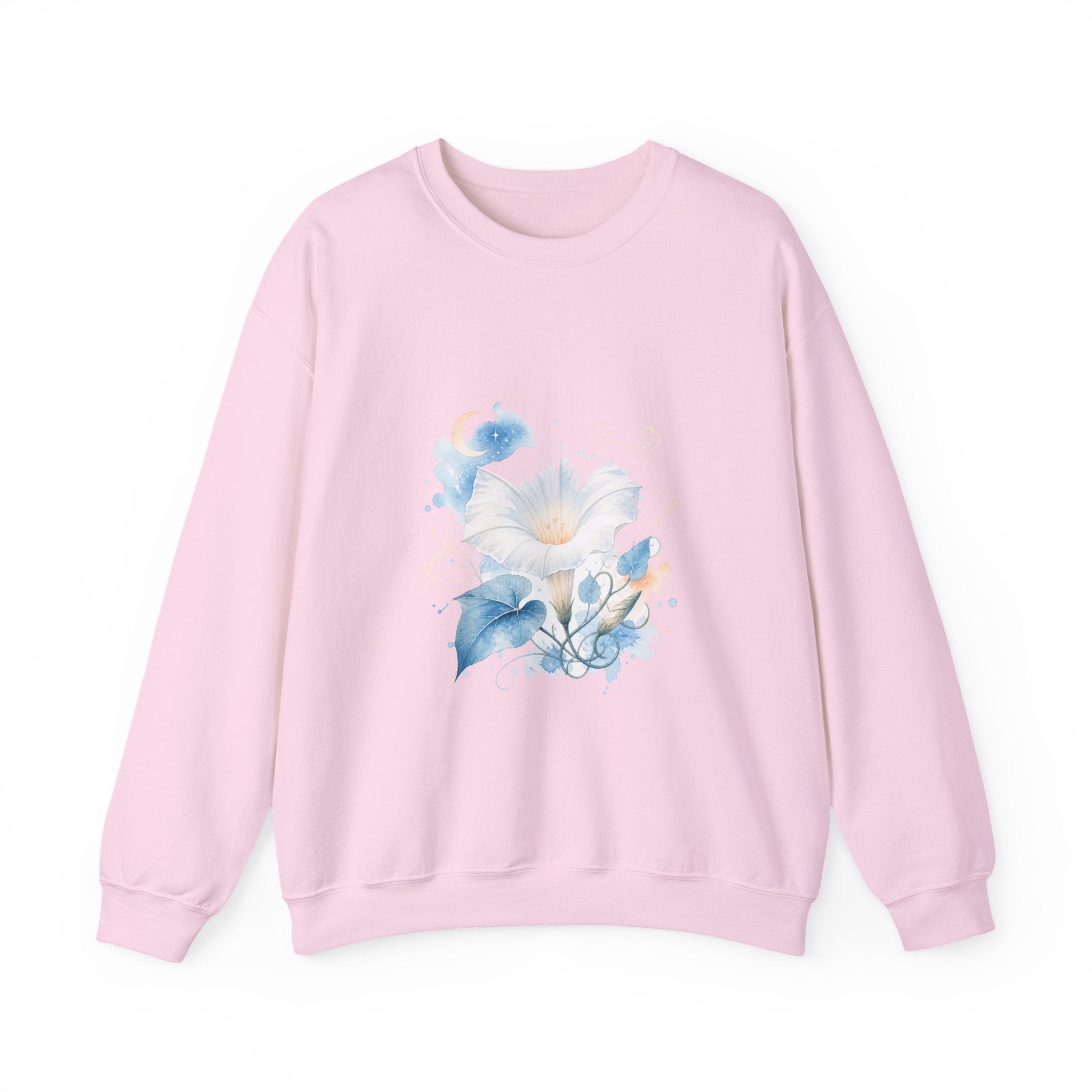 Matching Couple Sweatshirt - Sunflower & Moonflower Matching Couple Crewneck Sweatshirt Watercolor Art His Hers Engagement Gift - Design B