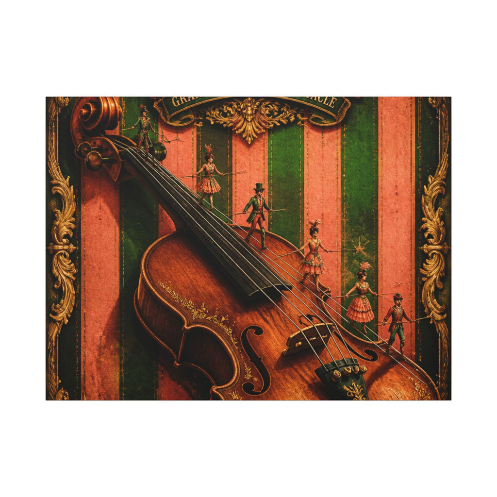 Violin Tightrope Bridge Wall Art Canvas 24×36 Baroque Studio Decor Maximalist Print