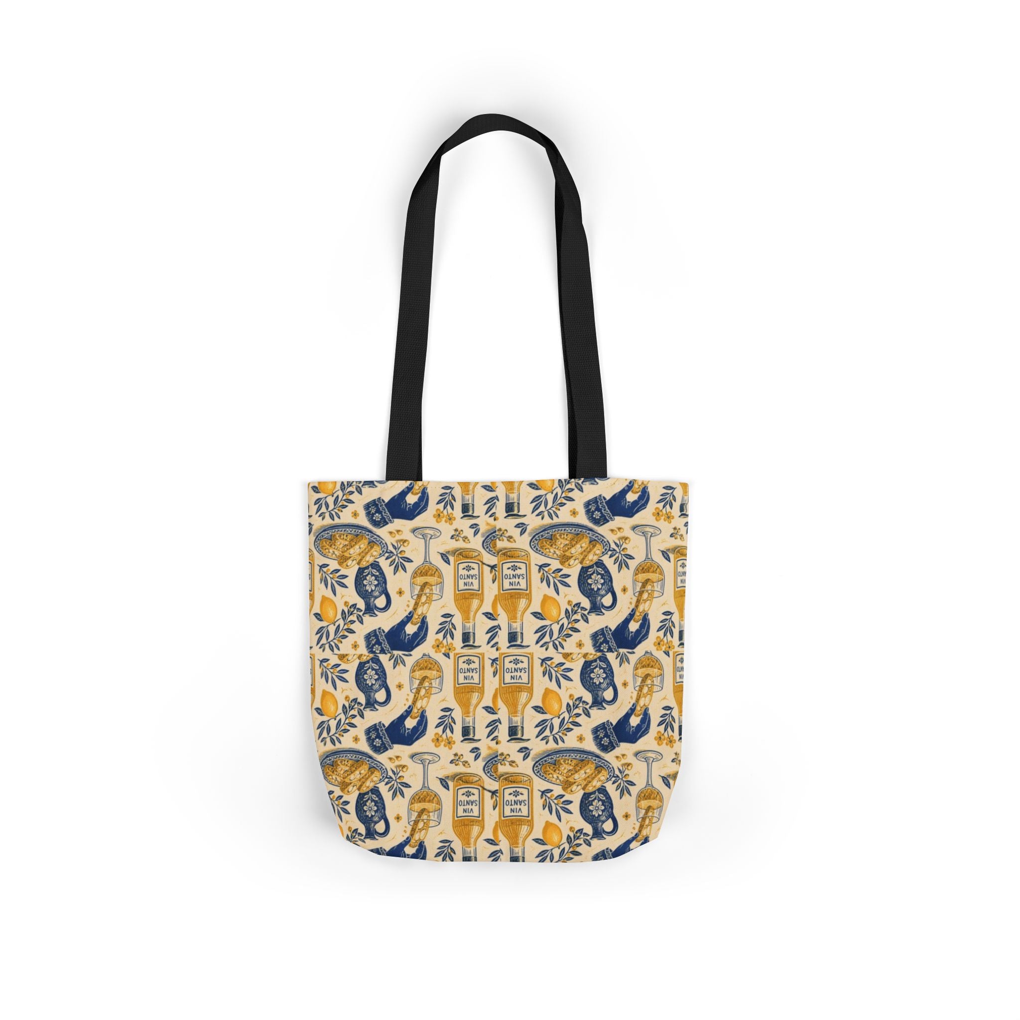 Biscotti & Vin Santo Canvas Tote Bag Mediterranean Kitchen Linocut Design Italian Cottagecore Gift