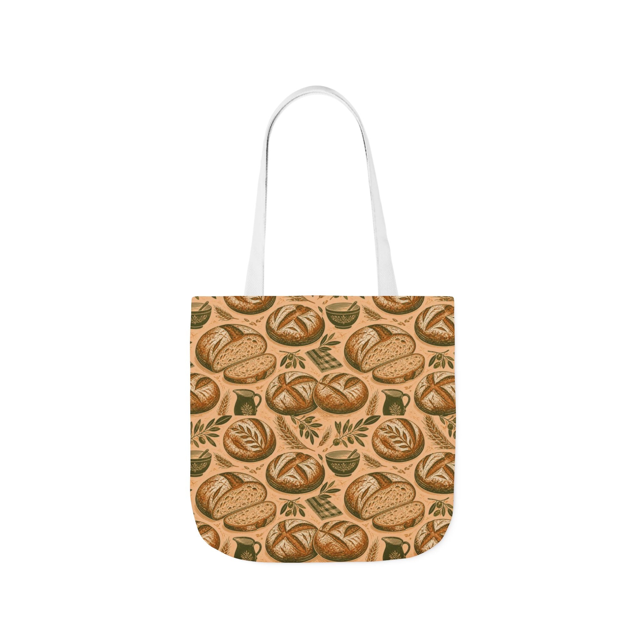Rustic Sourdough Bread Canvas Tote Bag Mediterranean Kitchen Linocut Design Italian Cottagecore Gift