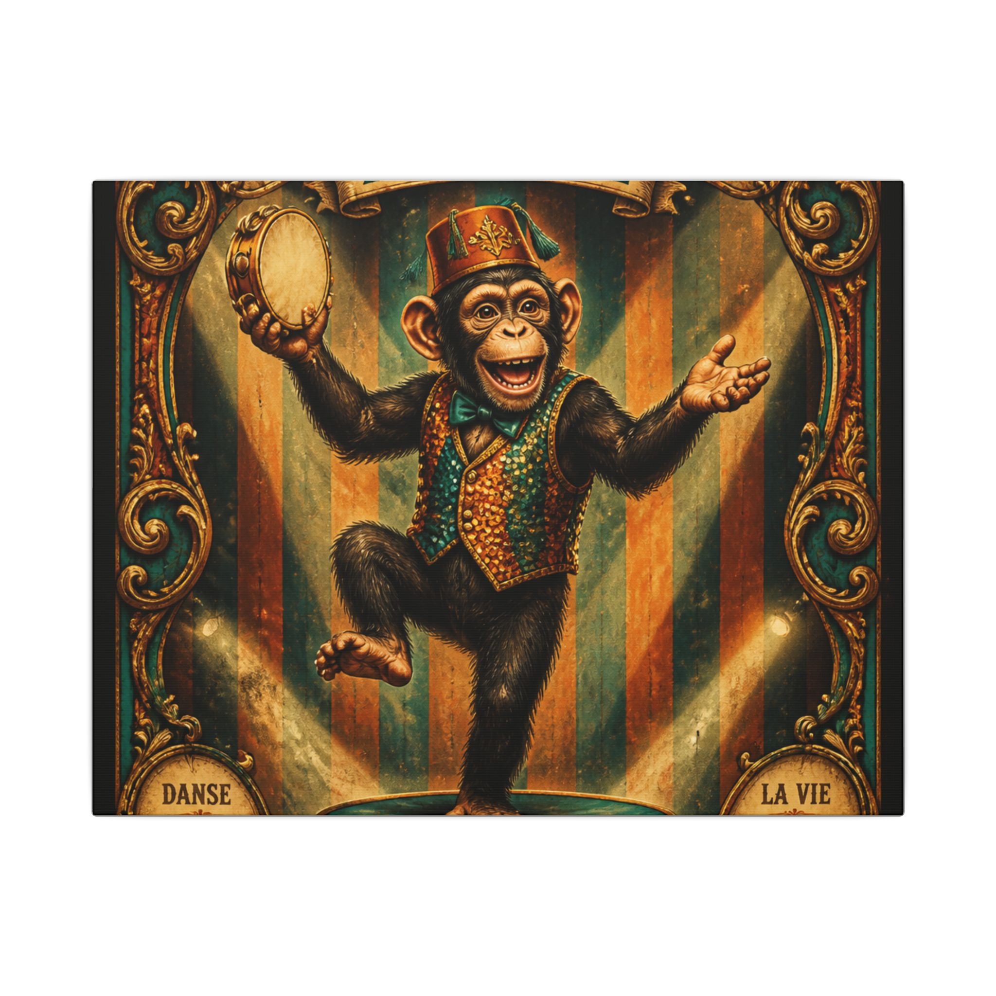 Dancing Monkey Wall Art Canvas 16×20 Baroque Home Office Decor Maximalist Print