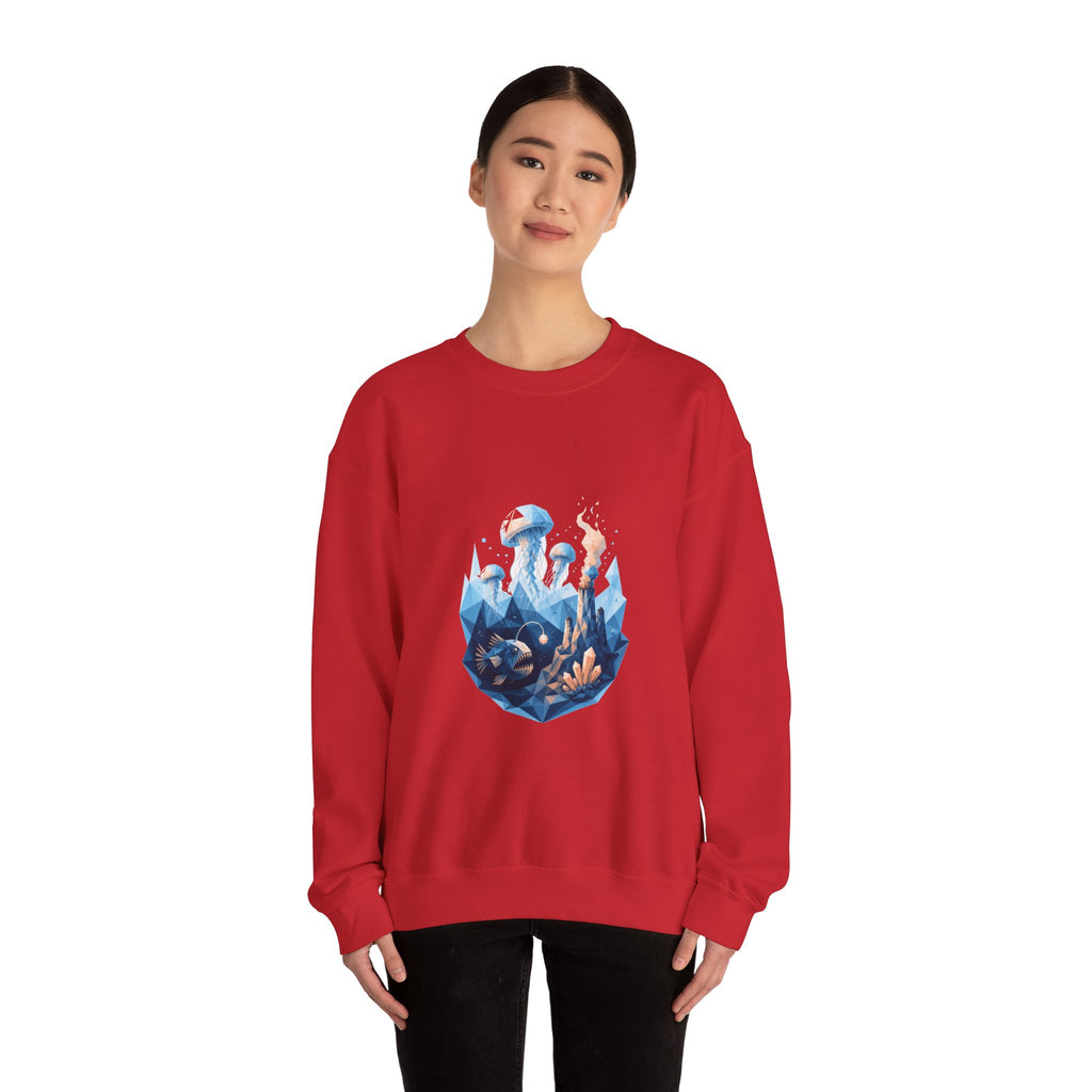Matching Couple Sweatshirt - Coral Reef & Deep Sea Matching Couple Crewneck Sweatshirt Geometric Art His Hers Couple Gift - Design B