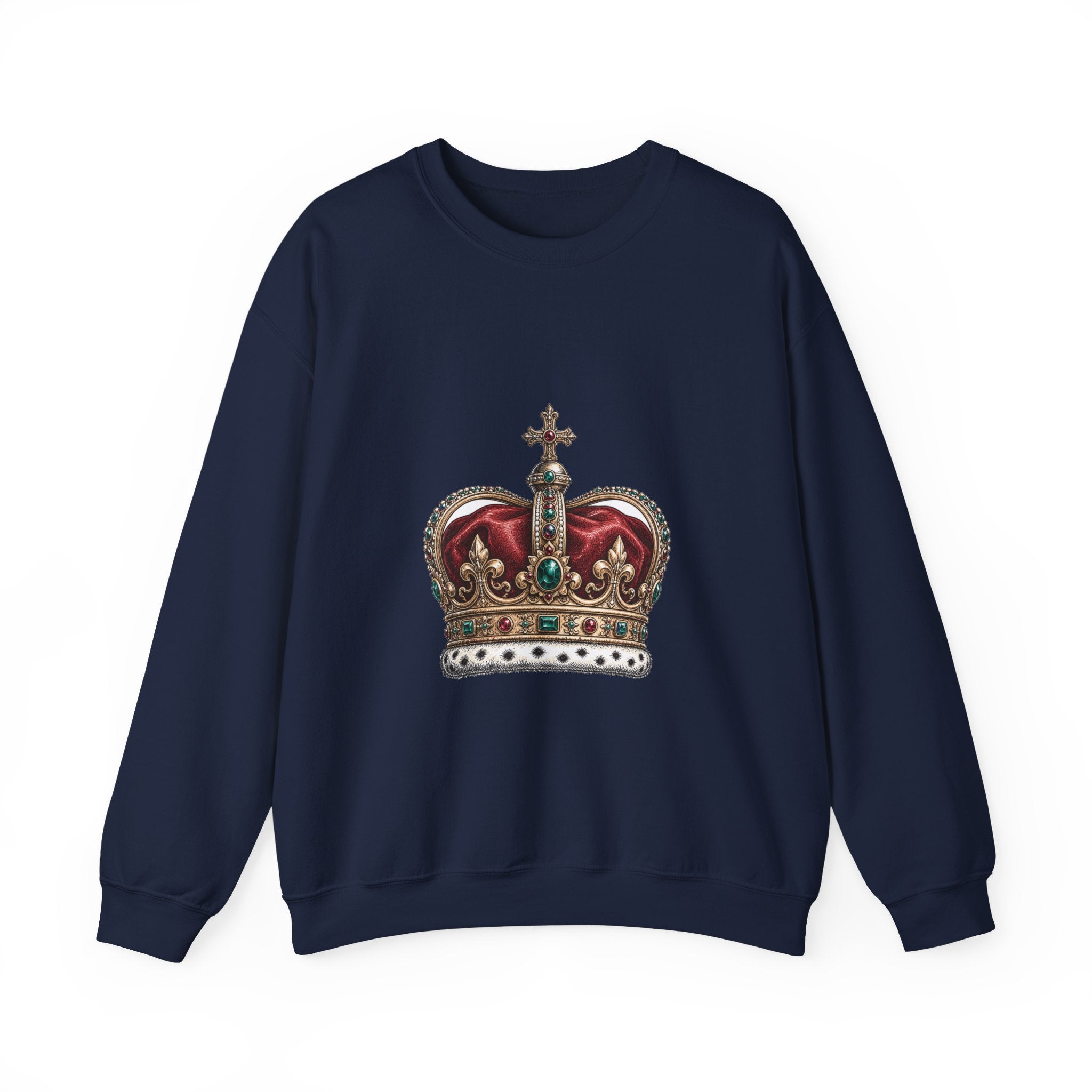 Matching Couple Sweatshirt - Crown & Shield Matching Couple Crewneck Sweatshirt Hand-Drawn Art His Hers Best Friend Gift - Design A