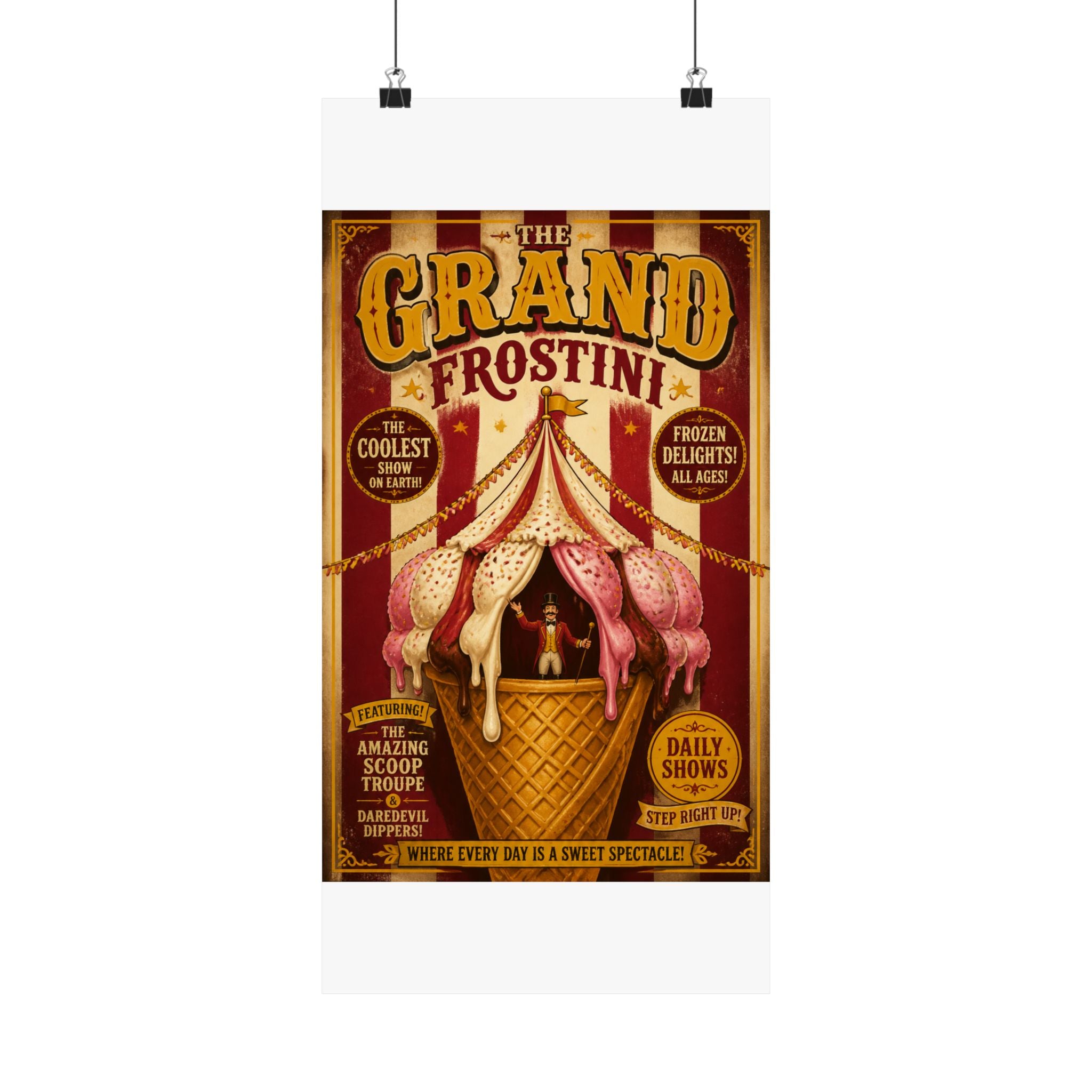 Ice Cream Cone Circus Tent Wall Art Poster 18×24 Vintage Circus Kitchen Decor Maximalist Print