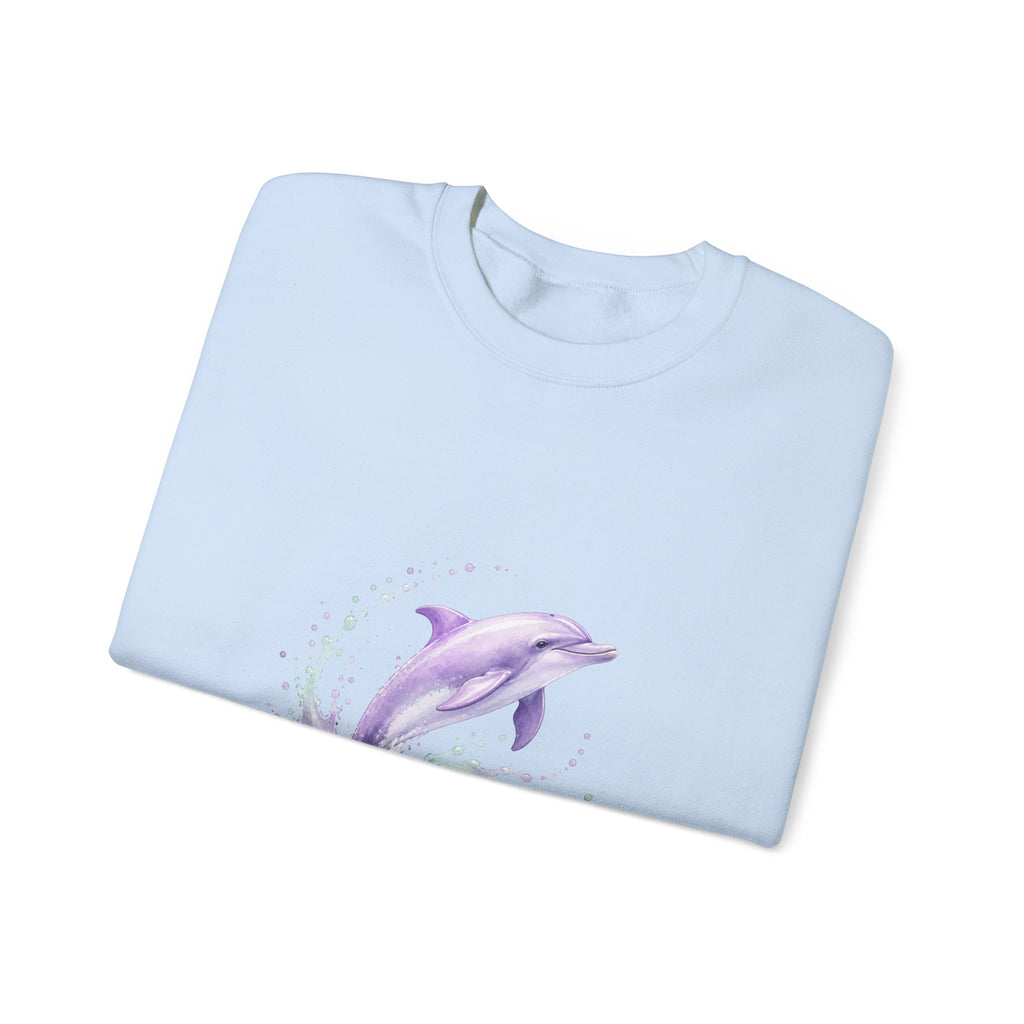 Matching Couple Sweatshirt - Shark & Dolphin Matching Couple Premium Fleece Sweatshirt Watercolor Art His Hers Birthday Gift - Design B