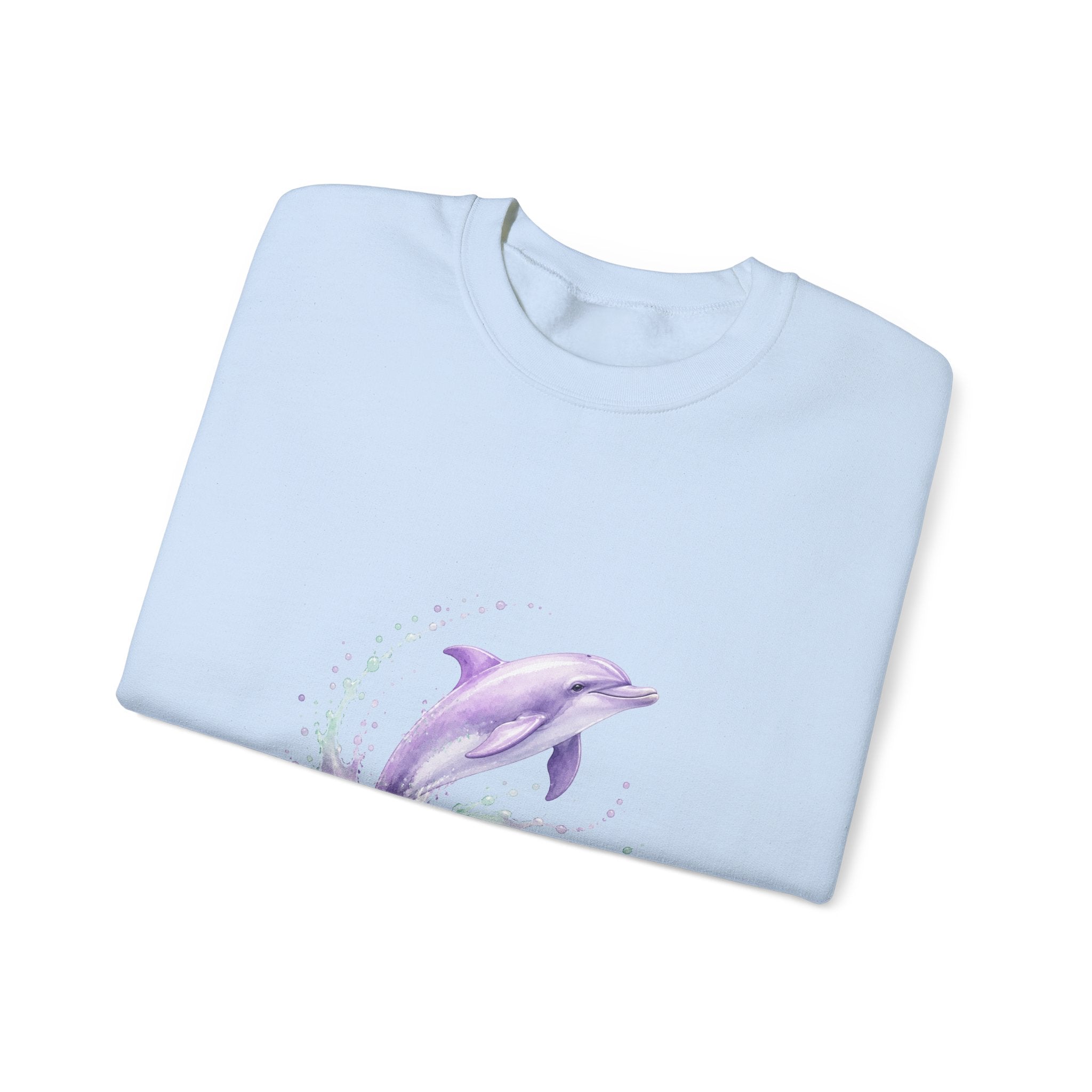 Matching Couple Sweatshirt - Shark & Dolphin Matching Couple Premium Fleece Sweatshirt Watercolor Art His Hers Birthday Gift - Design B