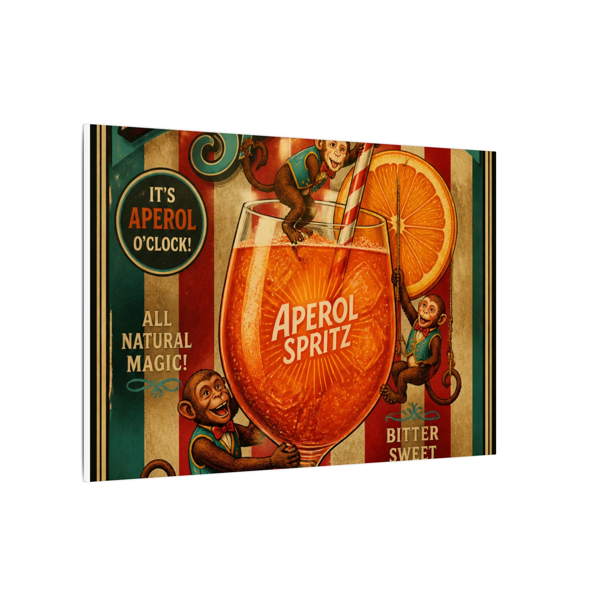 Aperol Spritz Monkeys Wall Art Canvas 16×20 Vintage Circus Kitchen Decor Maximalist Print