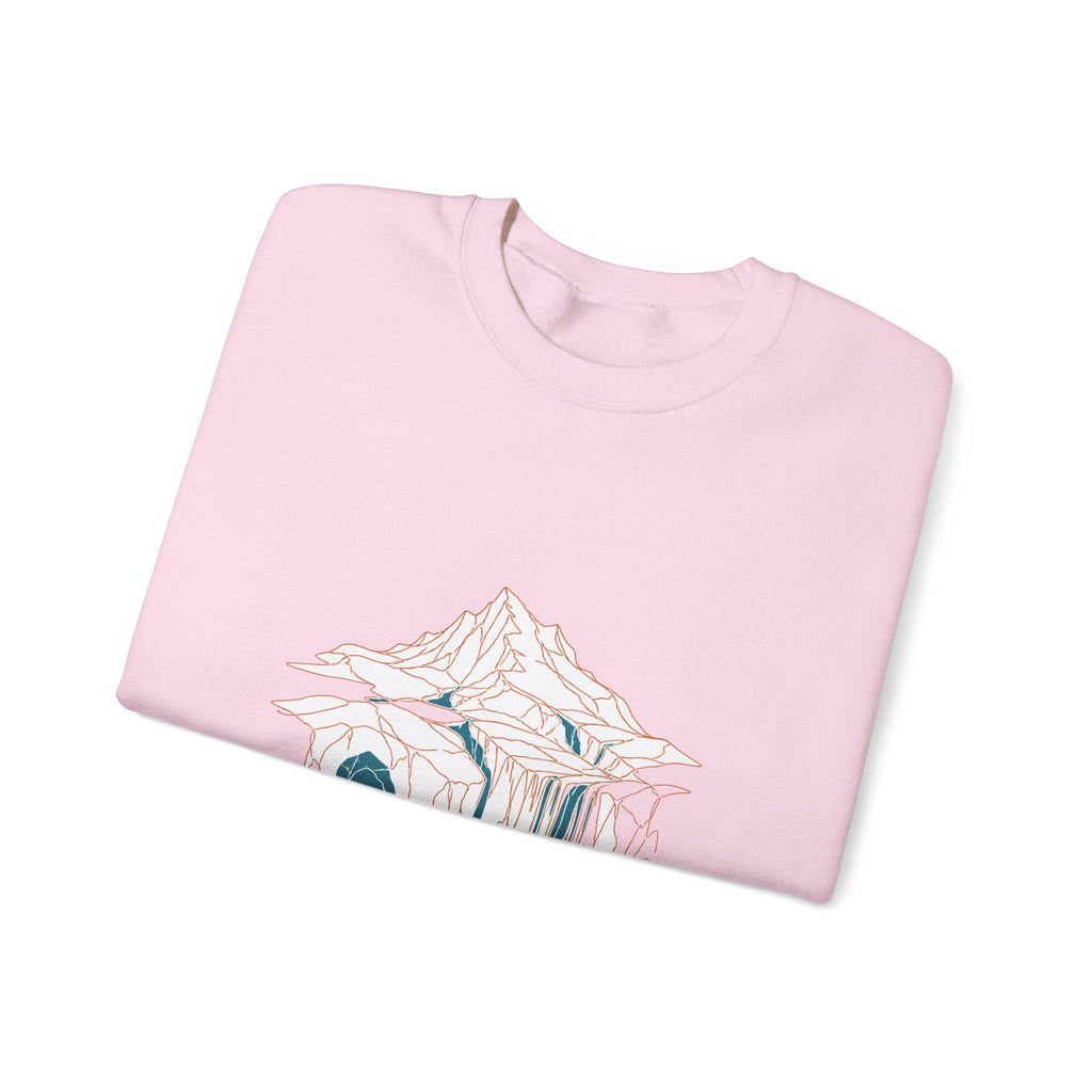 Matching Couple Sweatshirt - Volcano & Glacier Matching Couple Crewneck Sweatshirt Minimalist Art His Hers Valentine Gift - Design B