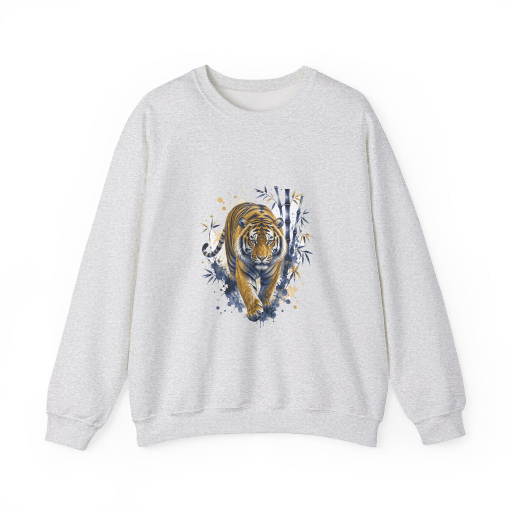 Matching Couple Sweatshirt - Tiger & Crane Matching Couple Crewneck Sweatshirt Watercolor Art His Hers Engagement Gift - Design A
