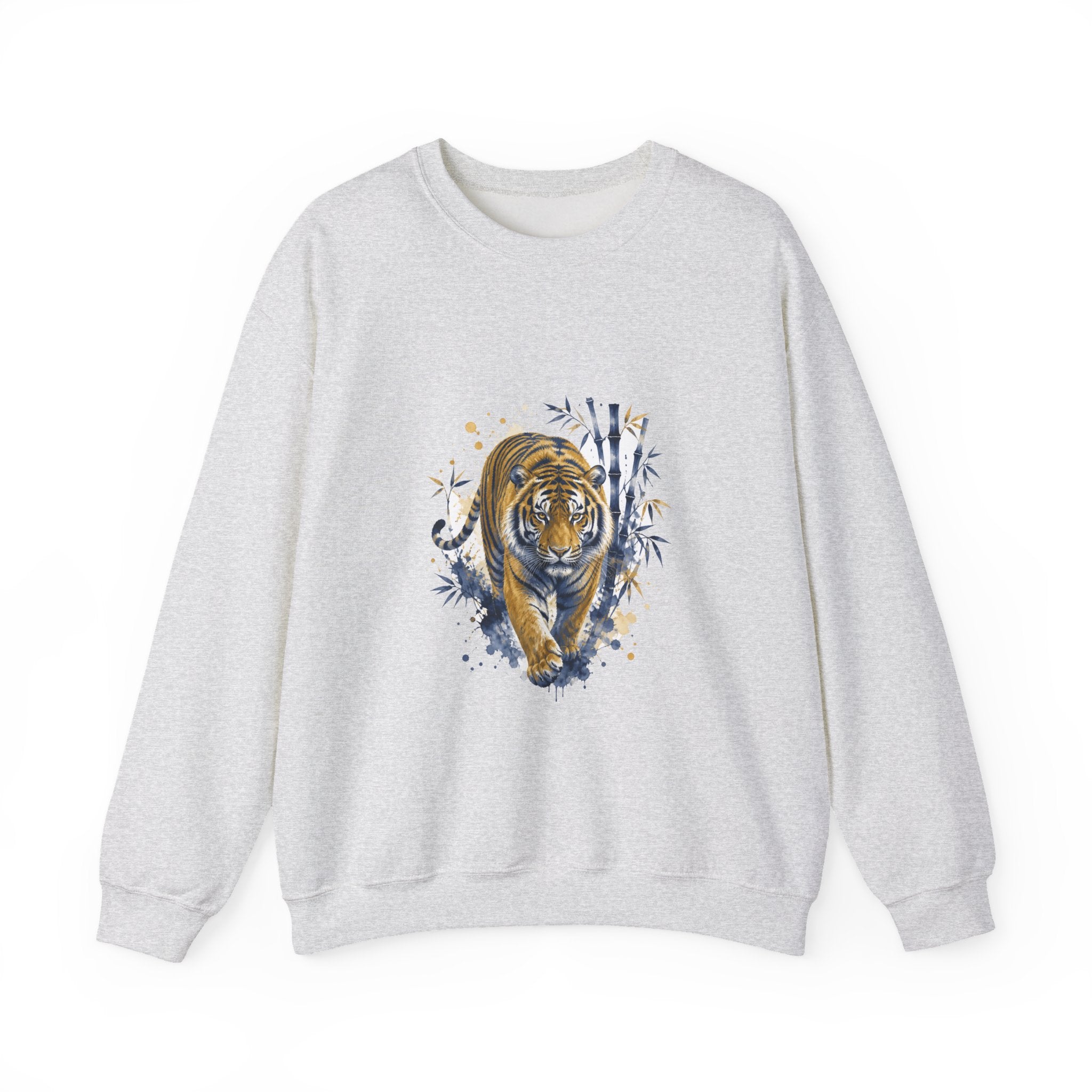 Matching Couple Sweatshirt - Tiger & Crane Matching Couple Crewneck Sweatshirt Watercolor Art His Hers Engagement Gift - Design A