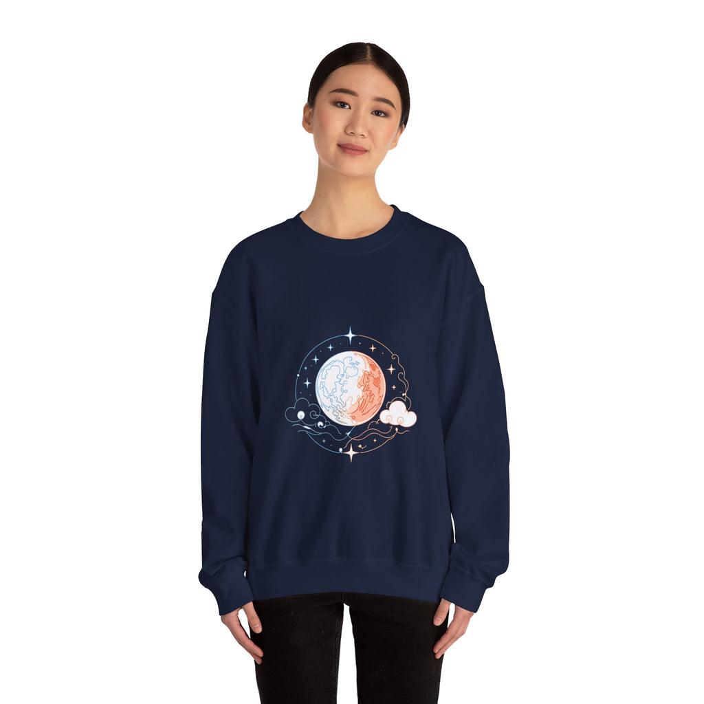 Matching Couple Sweatshirt - Solar & Lunar Eclipse Matching Couple Crewneck Sweatshirt Minimalist Art His Hers Valentine Gift - Design B