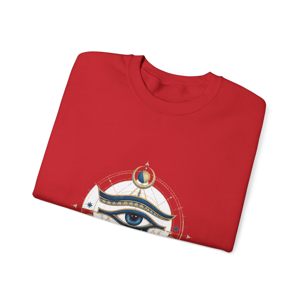 Matching Couple Sweatshirt - Eye of Ra & Horus Matching Couple Comfort Colors Crew Hand-Drawn Art His Hers Anniversary Gift - Design B