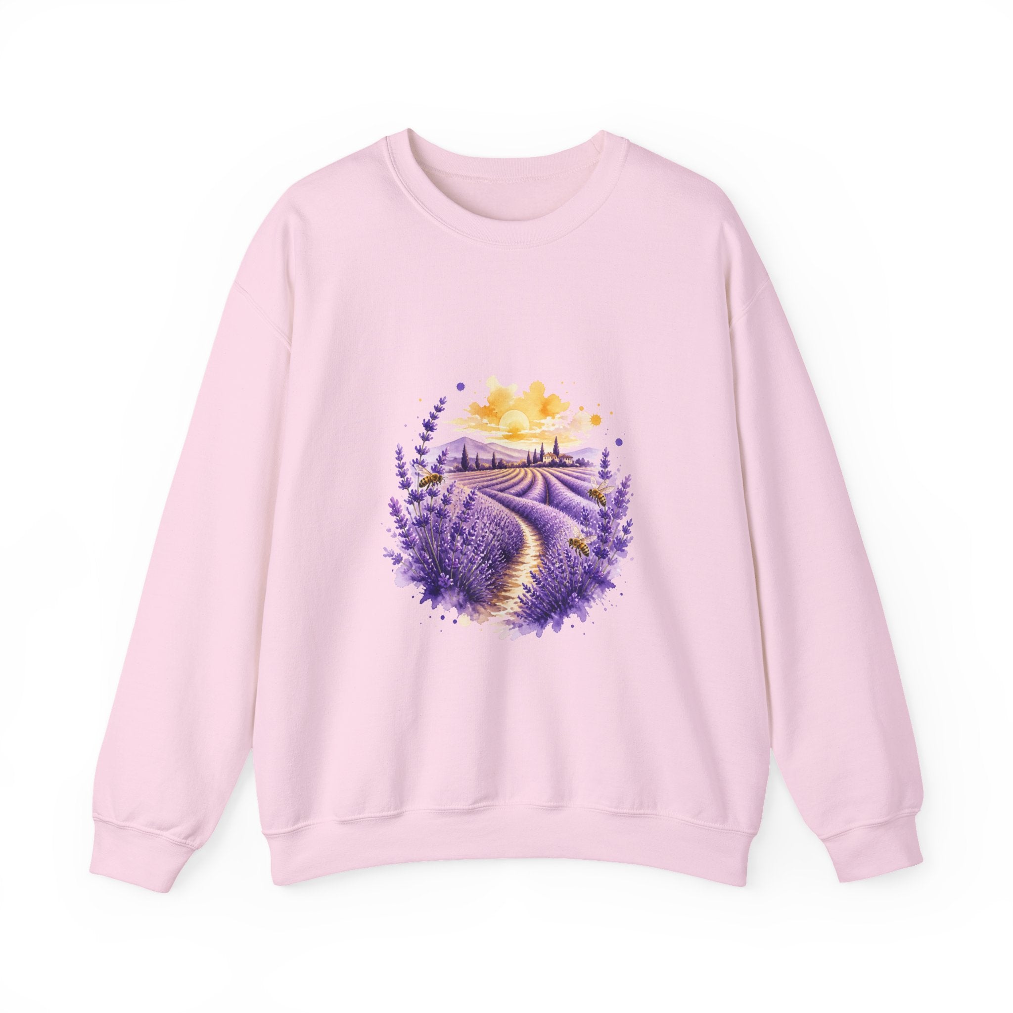 Matching Couple Sweatshirt - Lavender Fields & Canyon Matching Couple Premium Fleece Sweatshirt Watercolor Art His Hers Birthday Gift - Design A