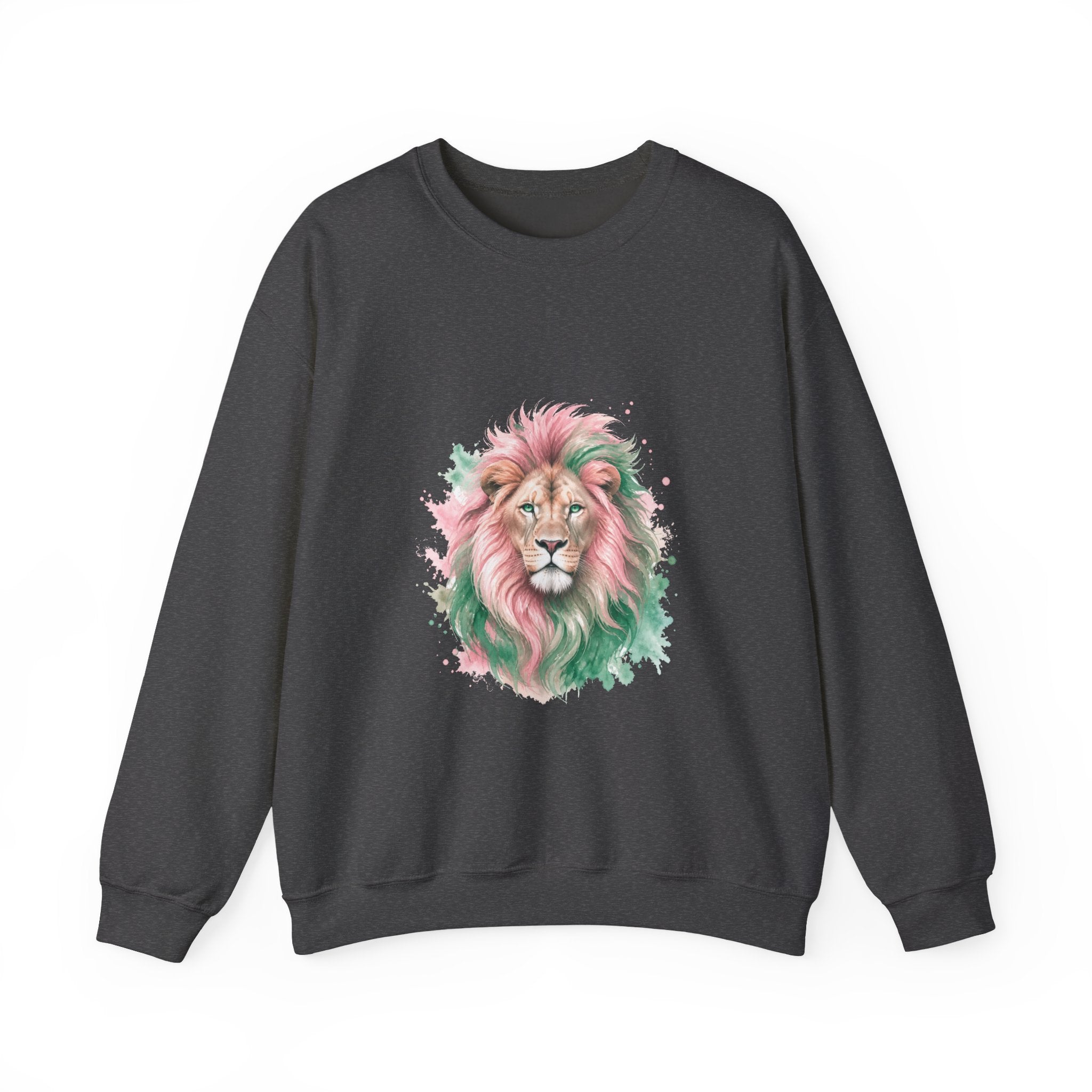 Matching Couple Sweatshirt - Lion & Lamb Matching Couple Premium Fleece Sweatshirt Watercolor Art His Hers Birthday Gift - Design A