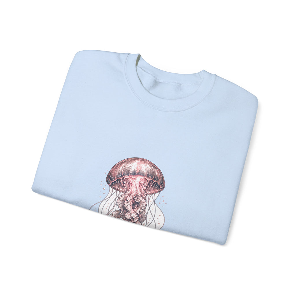 Matching Couple Sweatshirt - Octopus & Jellyfish Matching Couple Crewneck Sweatshirt Hand-Drawn Art His Hers Best Friend Gift - Design B