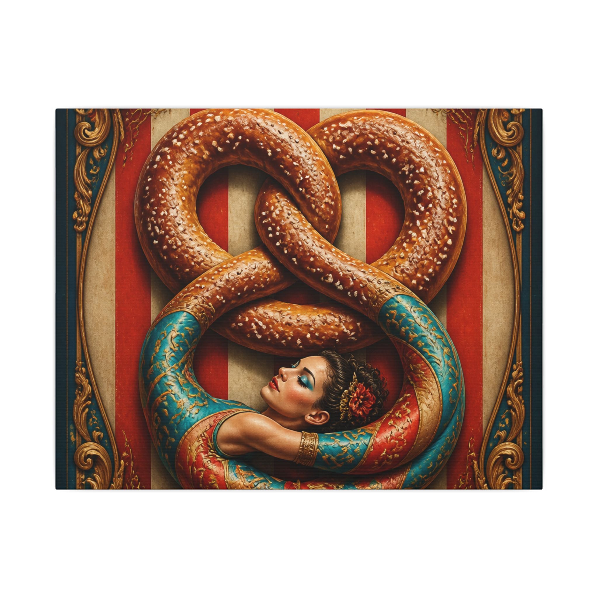 Pretzel Contortionist Wall Art Canvas 16×20 Baroque Home Office Decor Maximalist Print