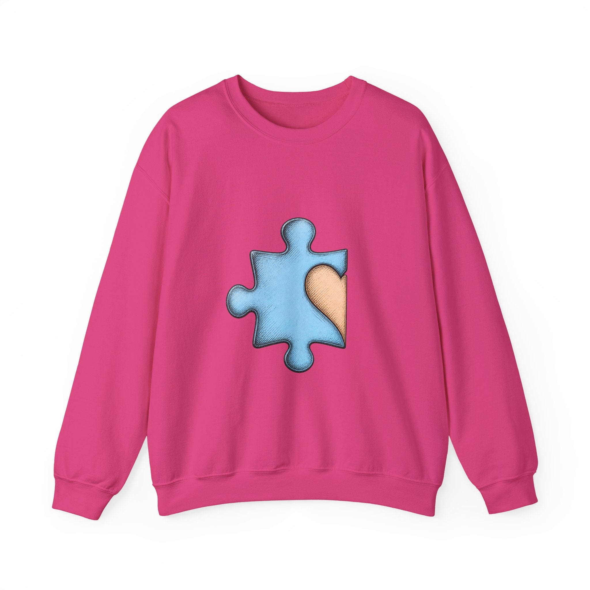Matching Couple Sweatshirt - Puzzle Pieces Matching Couple Crewneck Sweatshirt Hand-Drawn Art His Hers Best Friend Gift - Design A