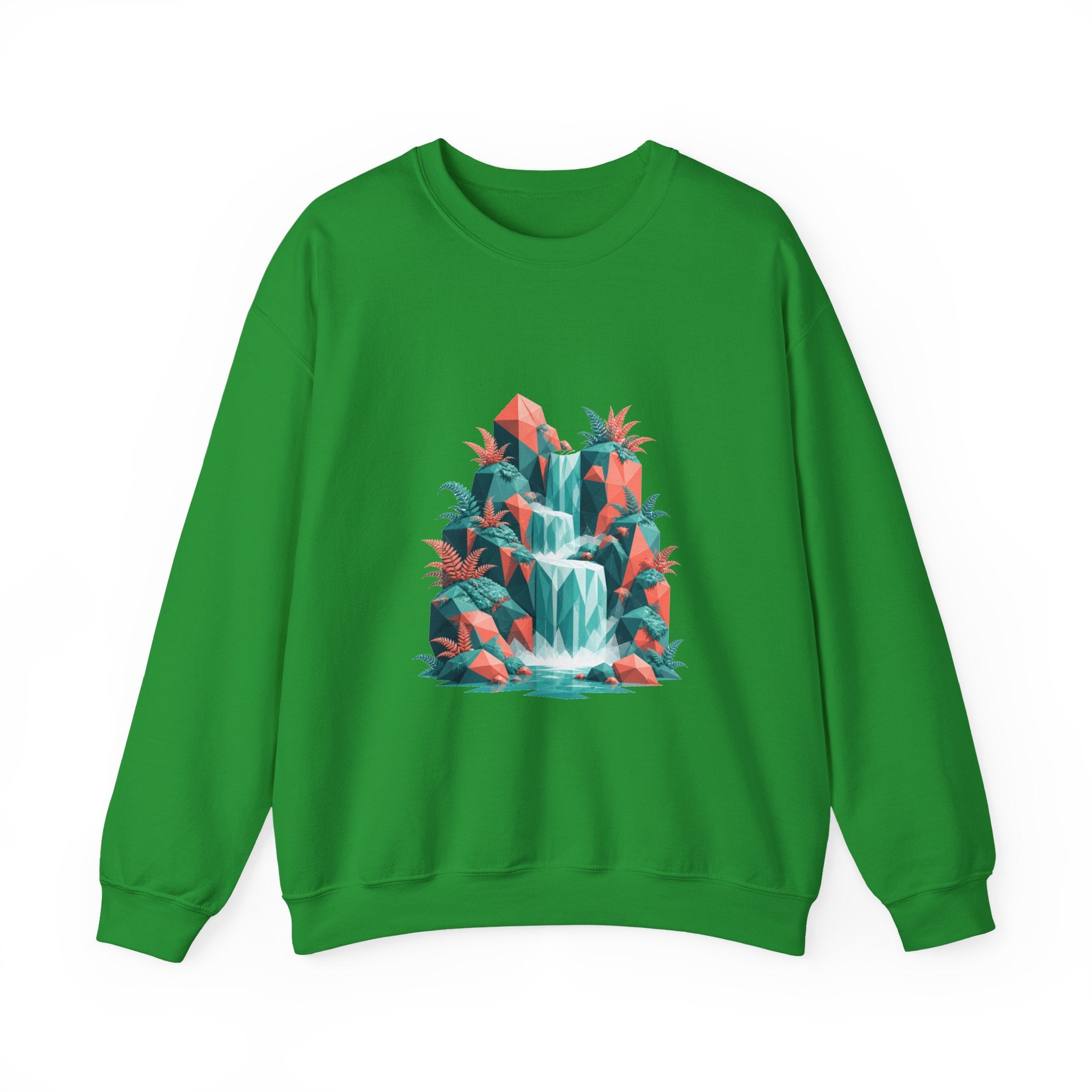 Matching Couple Sweatshirt - Wildfire & Waterfall Matching Couple Premium Fleece Sweatshirt Geometric Art His Hers Love Gift - Design B