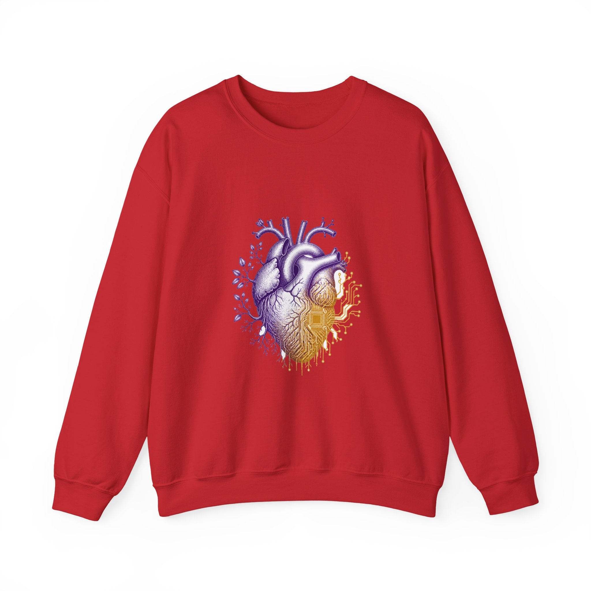 Matching Couple Sweatshirt - Robot & Heart Matching Couple Crewneck Sweatshirt Vintage Art His Hers Wedding Gift - Design B
